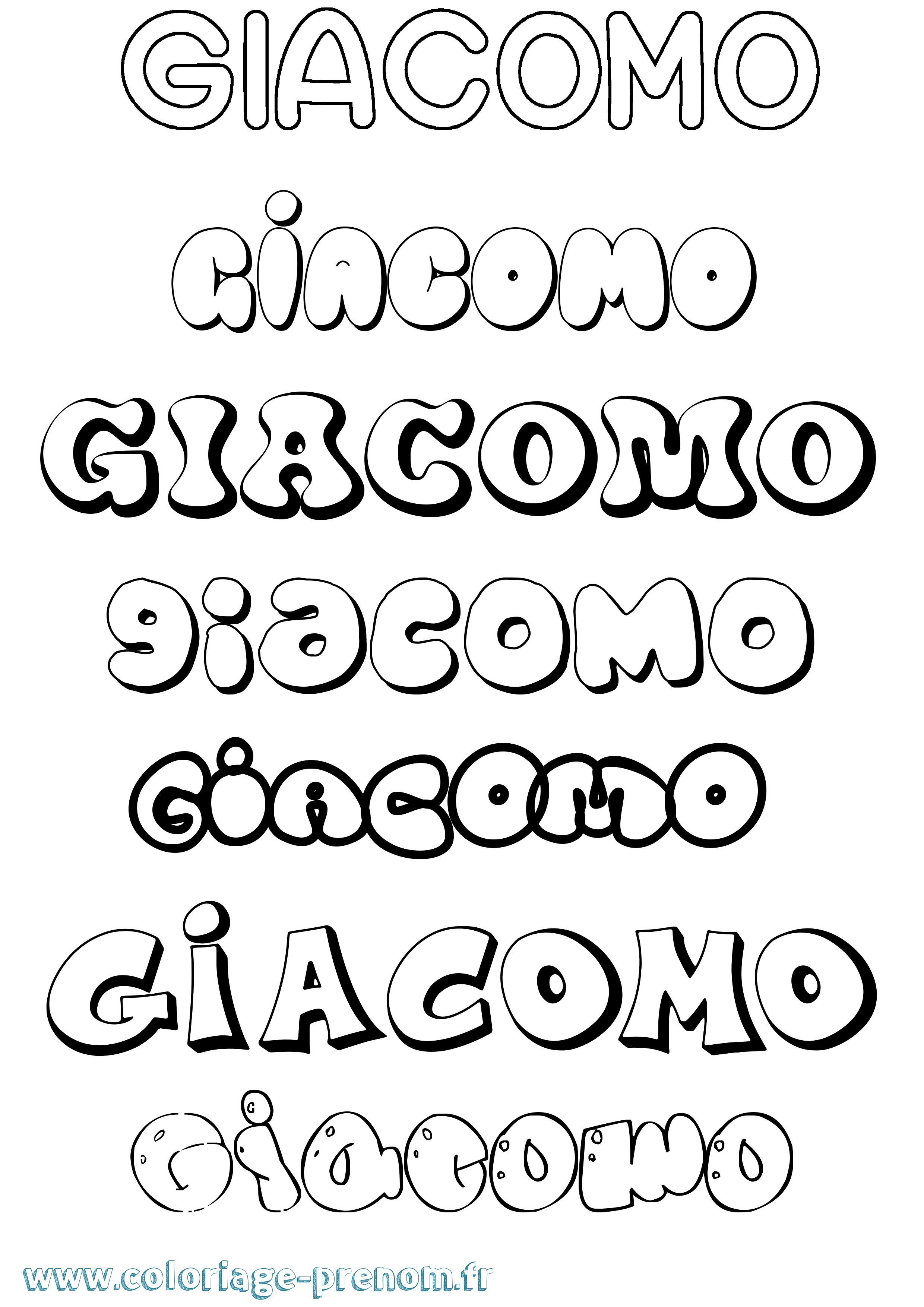 Coloriage Giacomo Bubble Coloriage prénom Giacomo Bubble