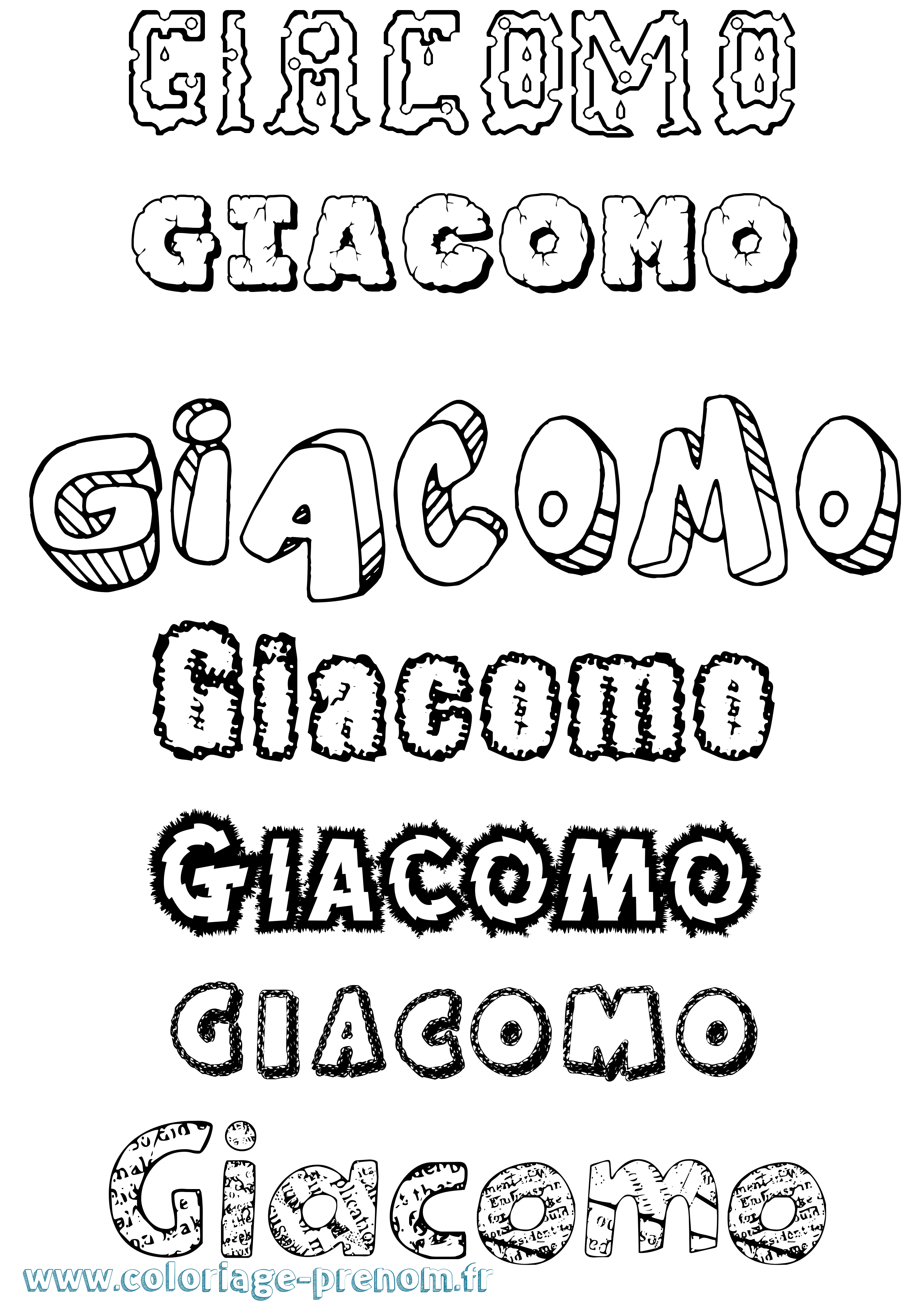 Coloriage prénom Giacomo Destructuré