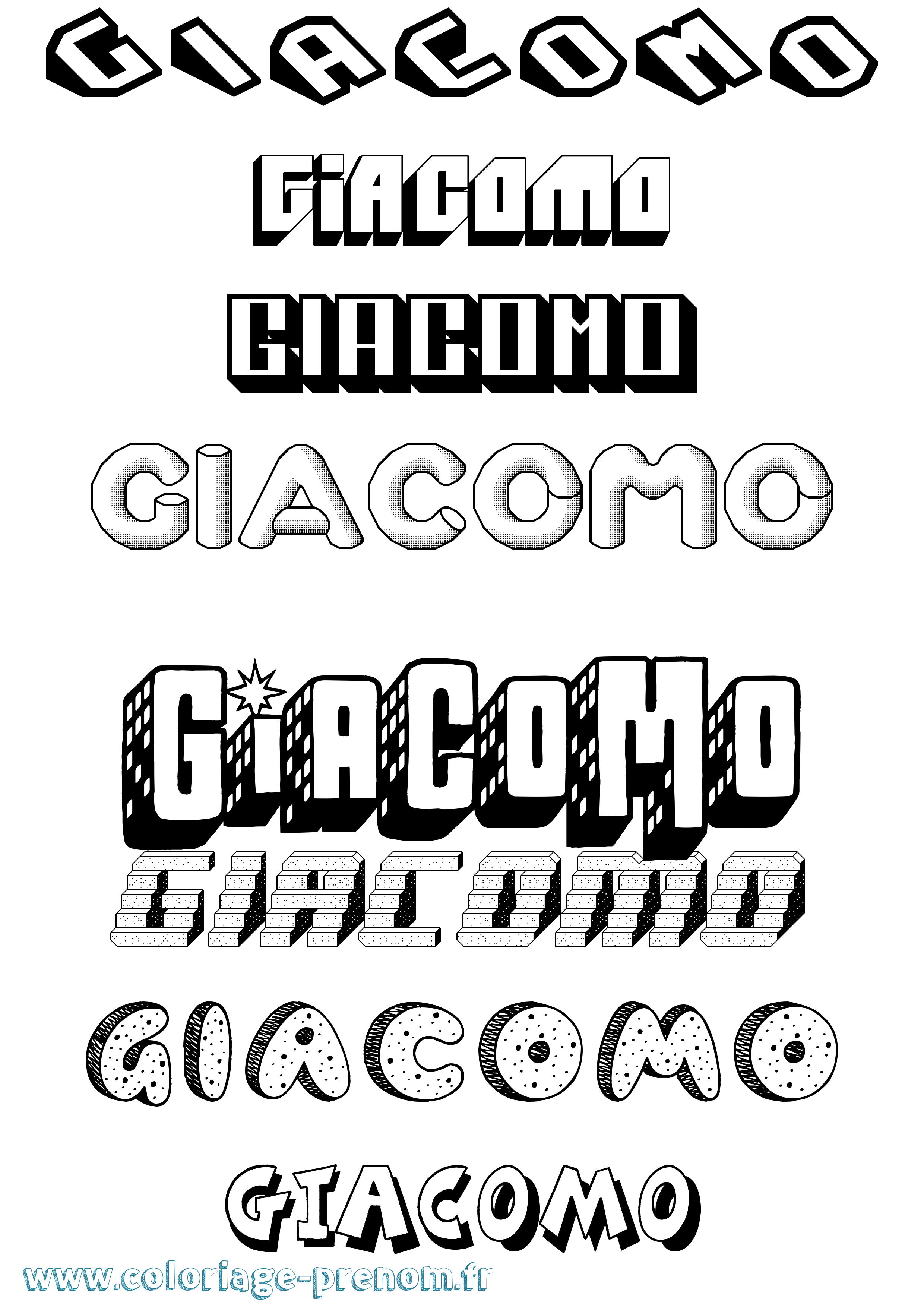 Coloriage Giacomo Effet 3D Coloriage prénom Giacomo Effet 3D