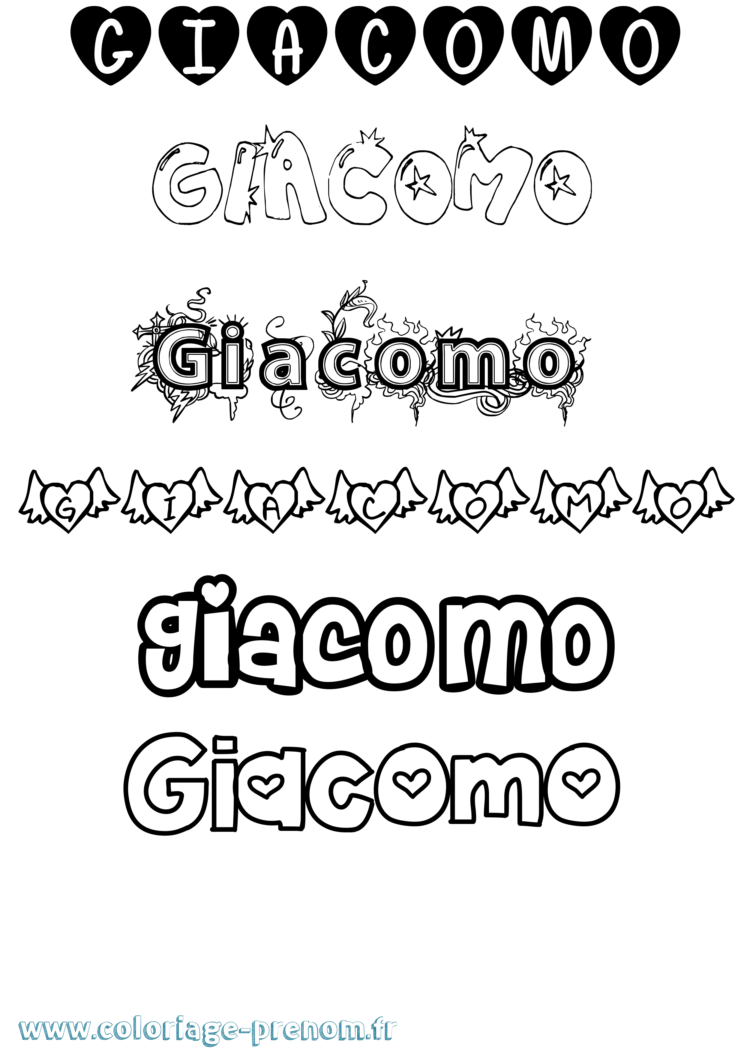 Coloriage Giacomo Girly Coloriage prénom Giacomo Girly