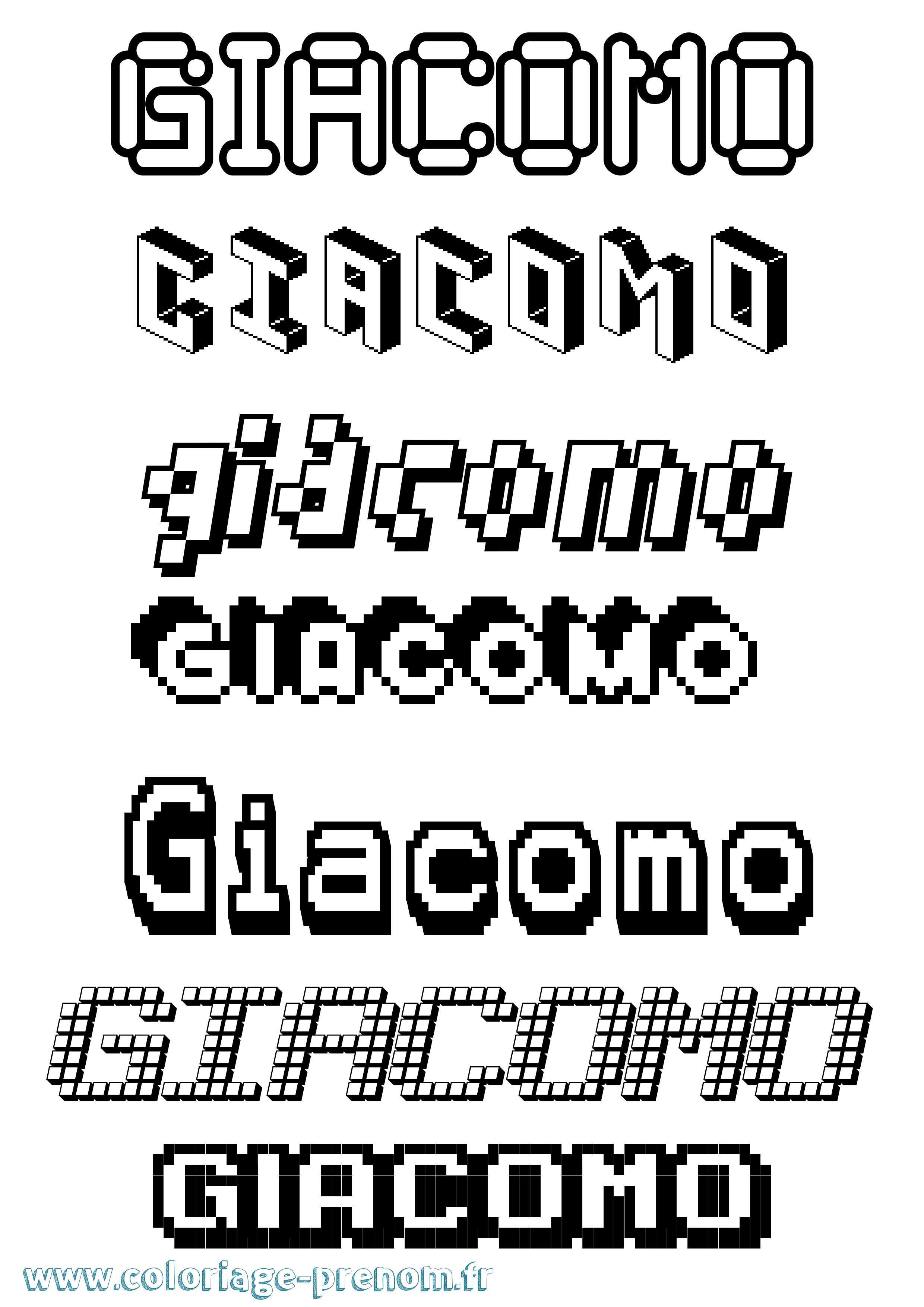 Coloriage Giacomo Pixel Coloriage prénom Giacomo Pixel