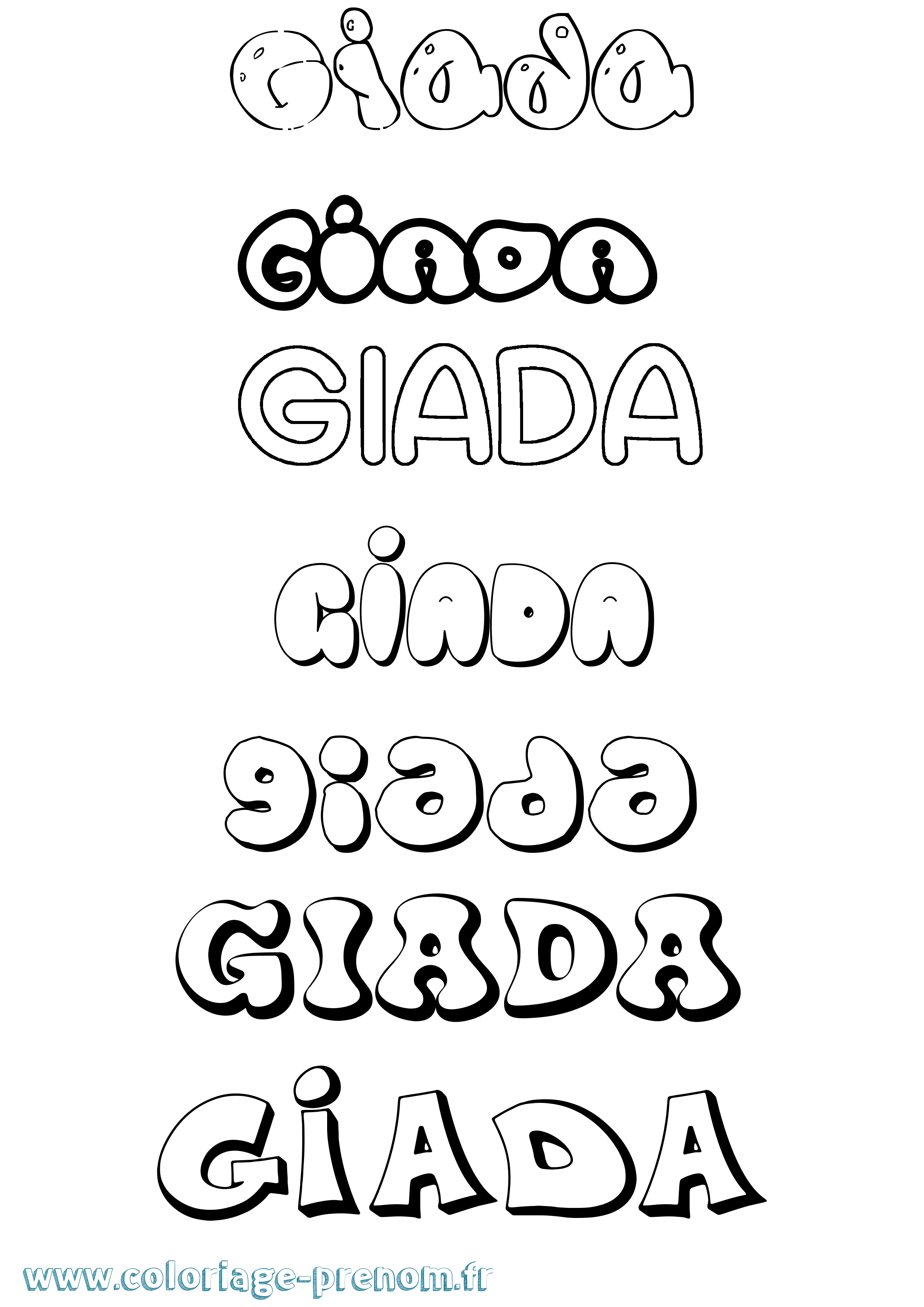 Coloriage Giada Bubble Coloriage prénom Giada Bubble