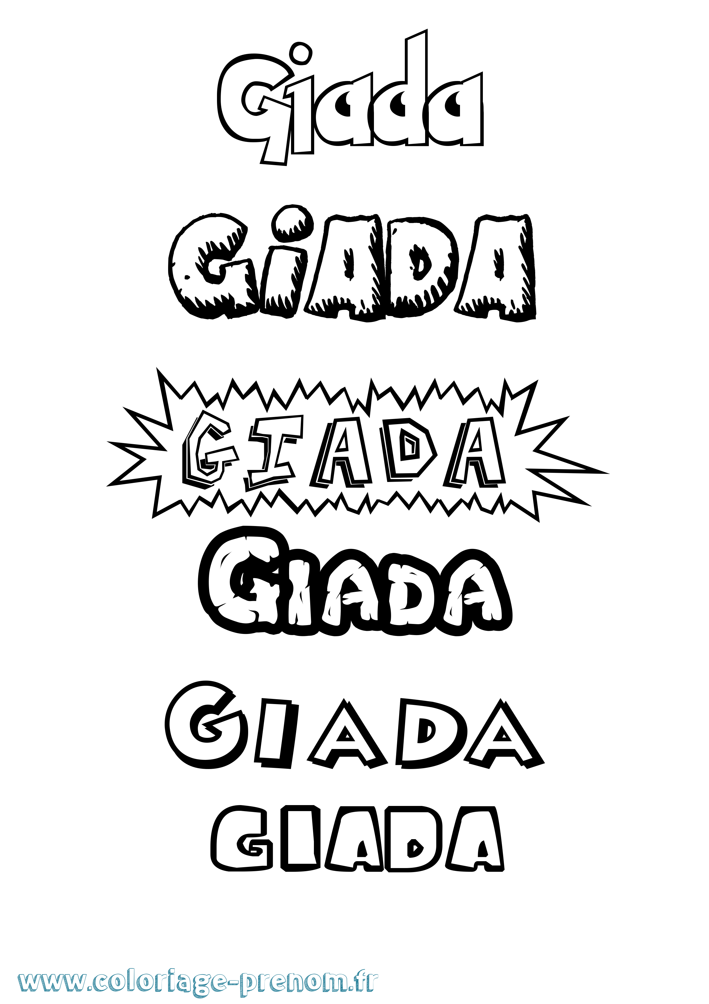 Coloriage Giada Dessin Animé Coloriage prénom Giada Dessin Animé