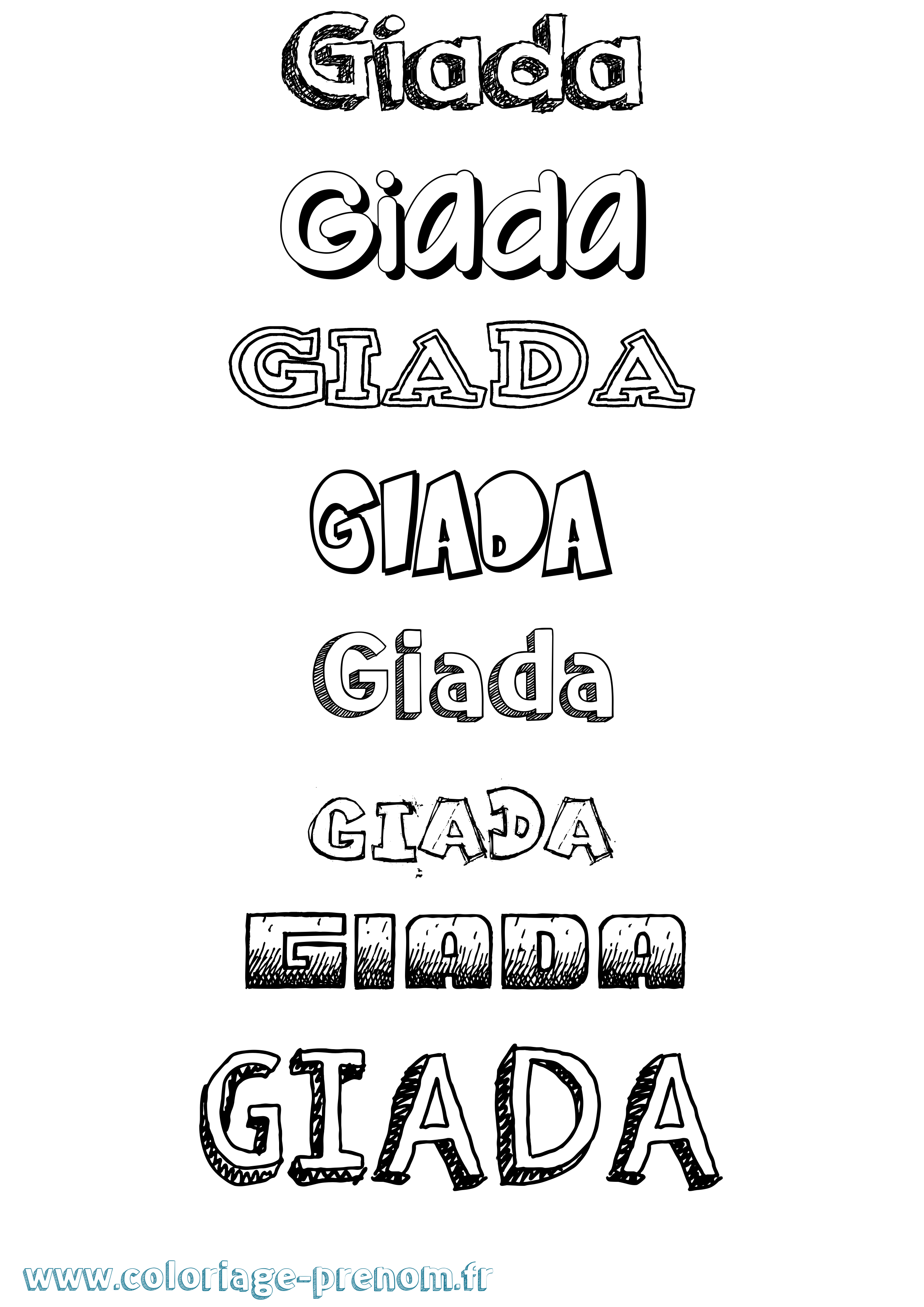 Coloriage Giada Dessiné Coloriage prénom Giada Dessiné