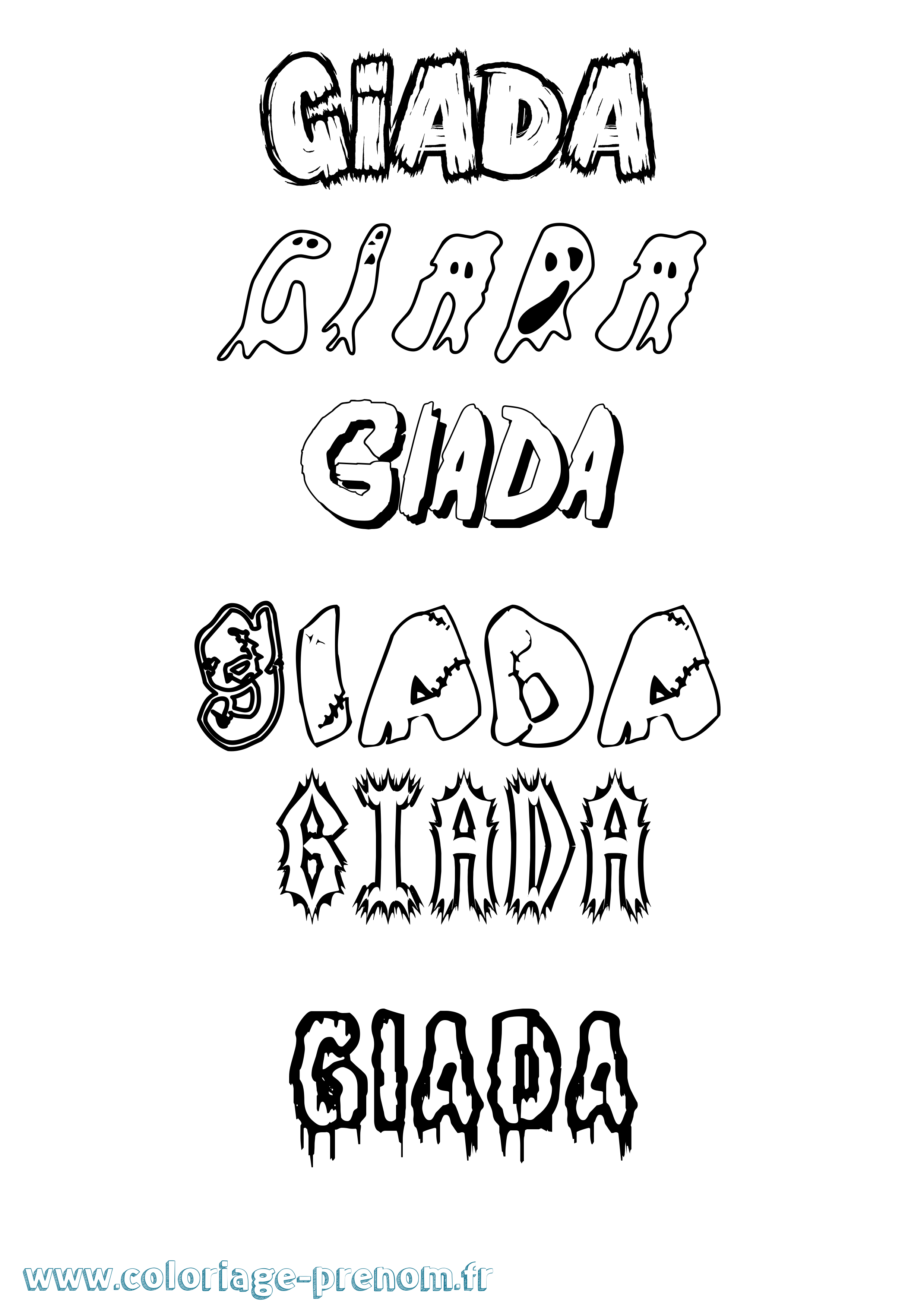 Coloriage Giada Frisson Coloriage prénom Giada Frisson