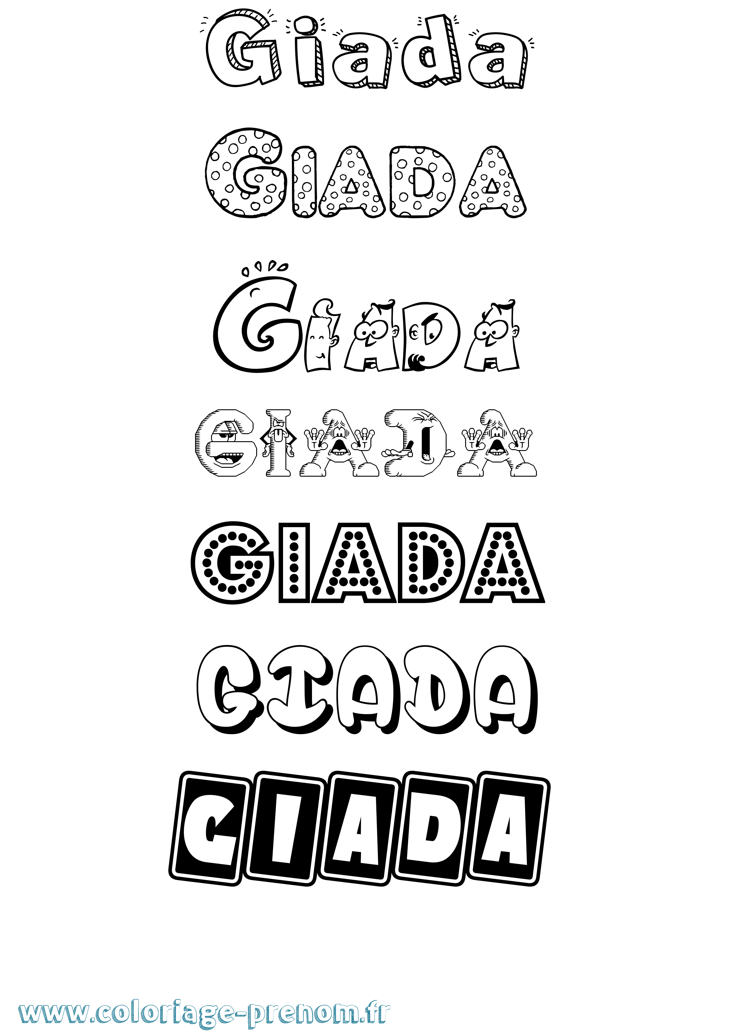 Coloriage Giada Fun Coloriage prénom Giada Fun
