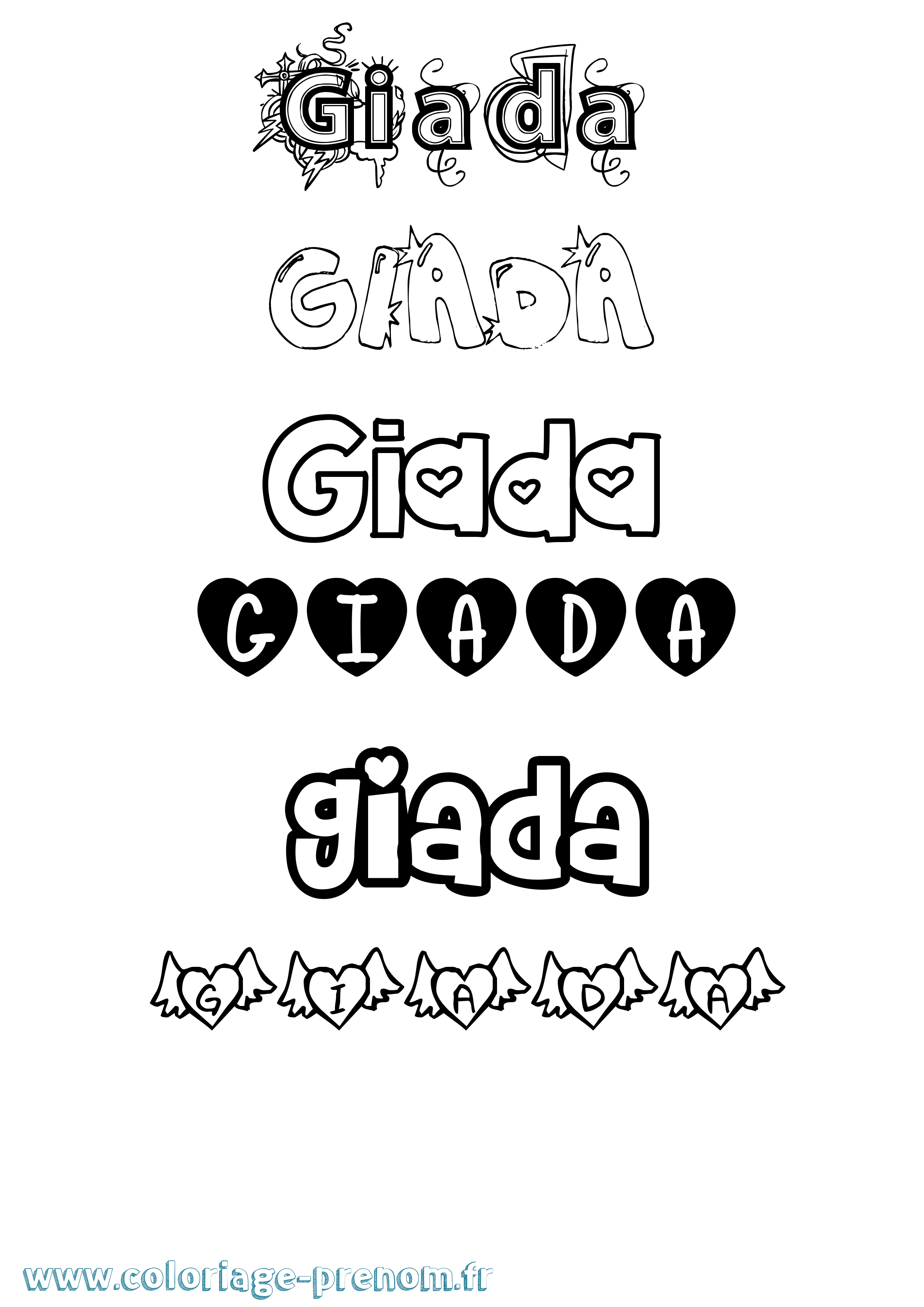 Coloriage prénom Giada Girly