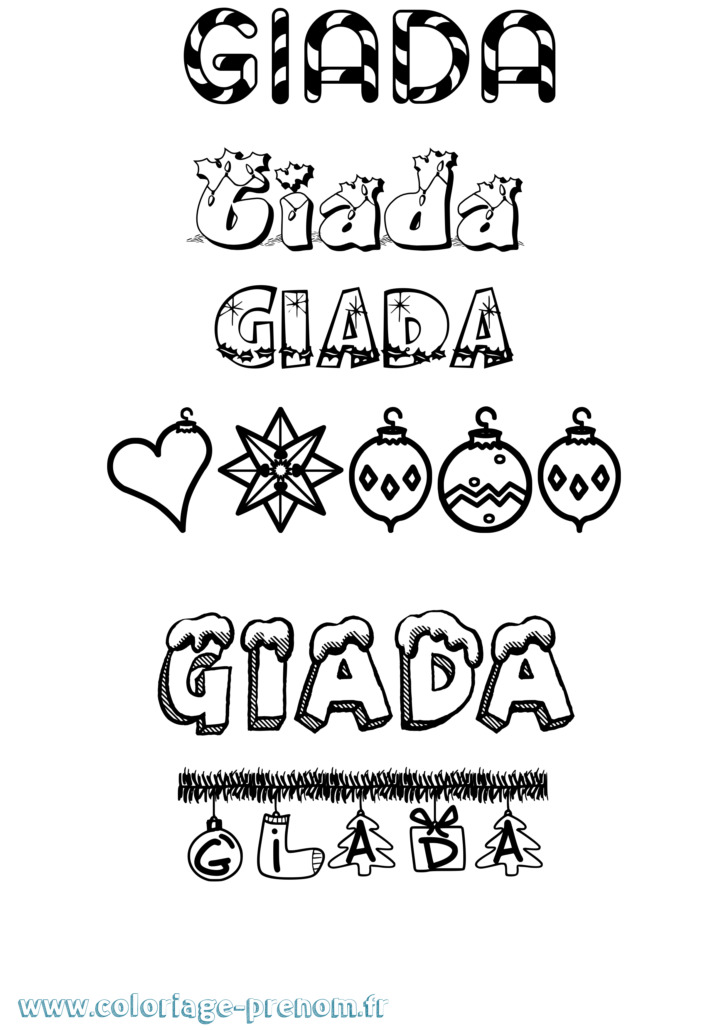 Coloriage Giada Noël Coloriage prénom Giada Noël