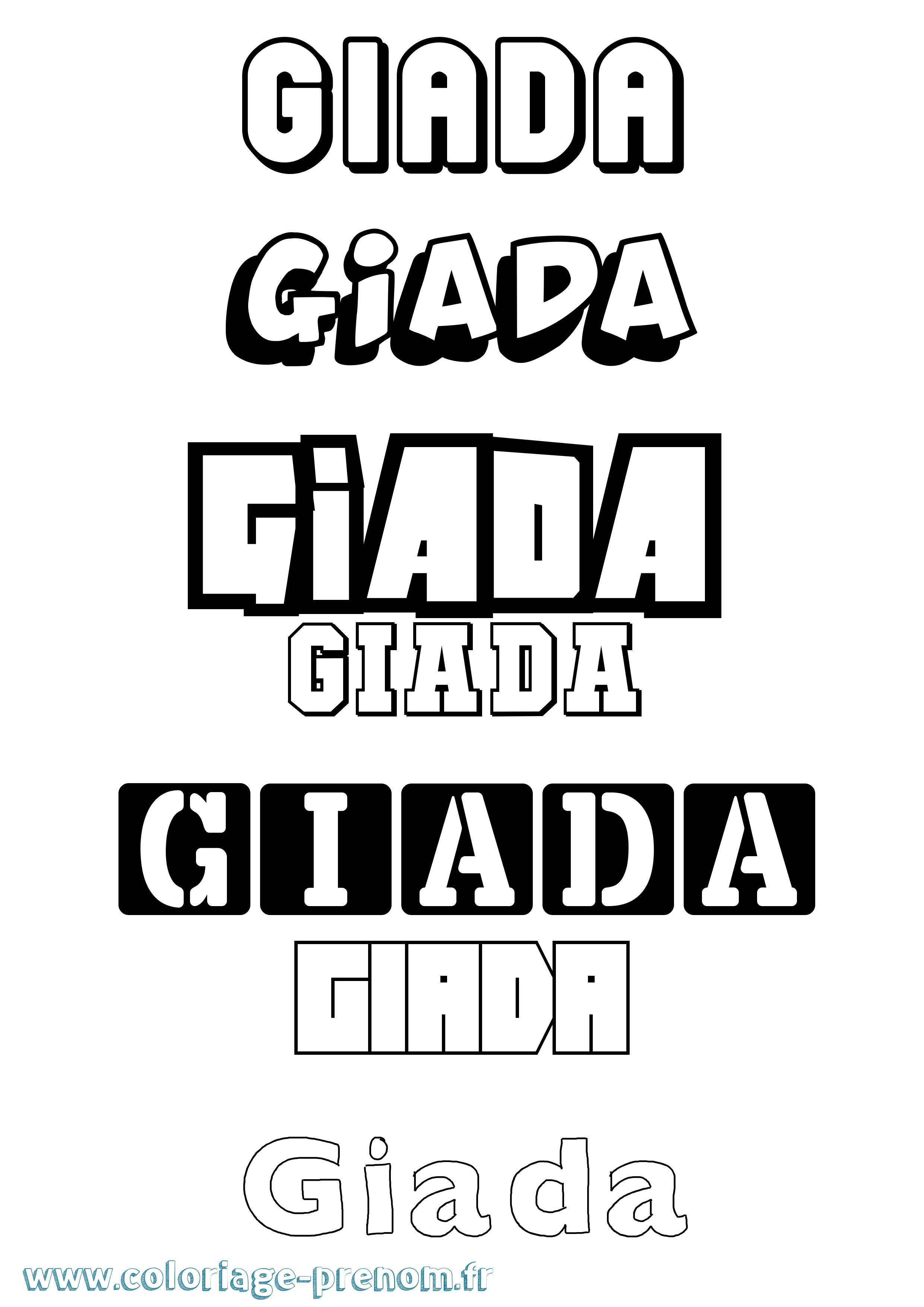 Coloriage Giada Simple Coloriage prénom Giada Simple