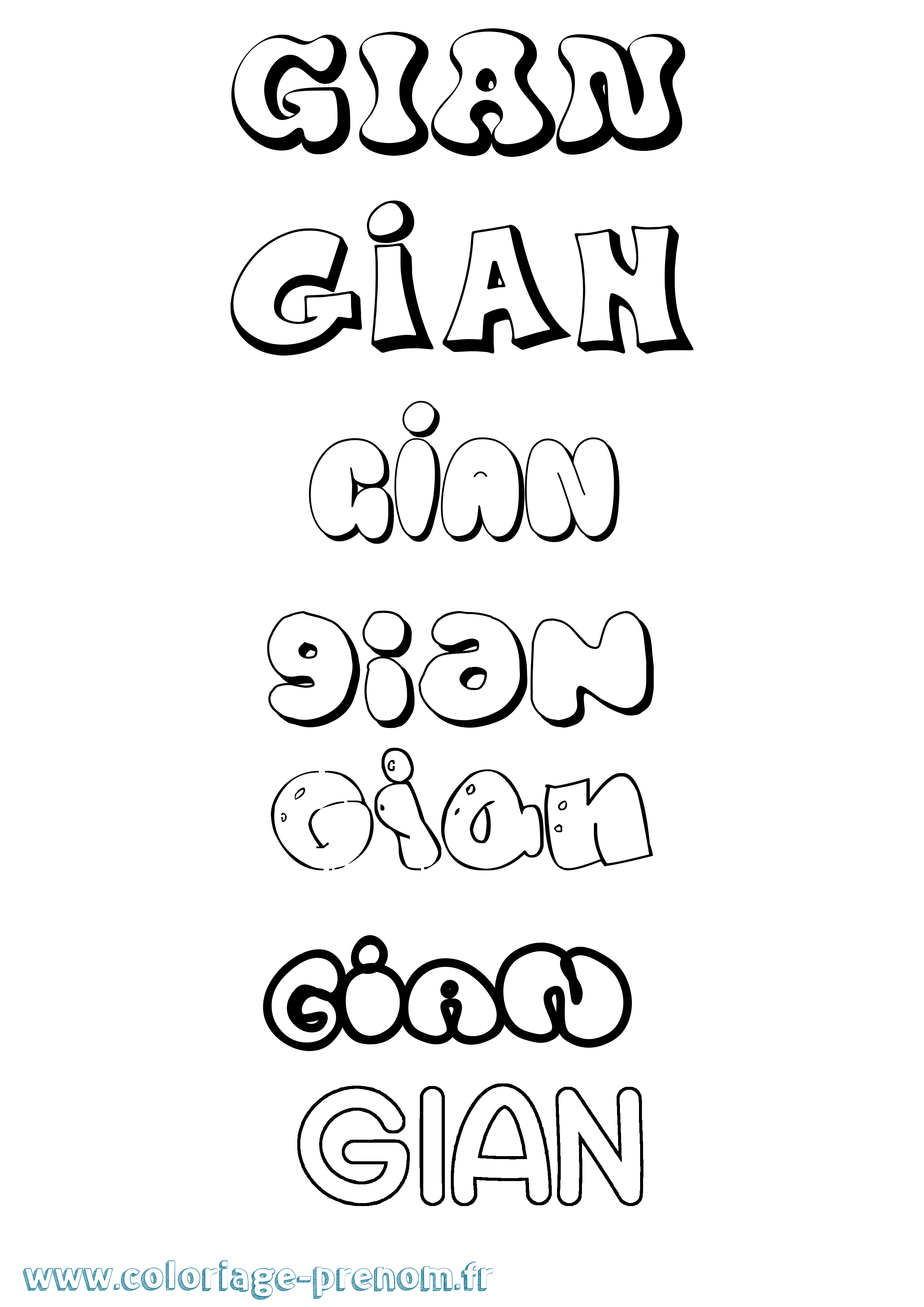 Coloriage Gian Bubble Coloriage prénom Gian Bubble