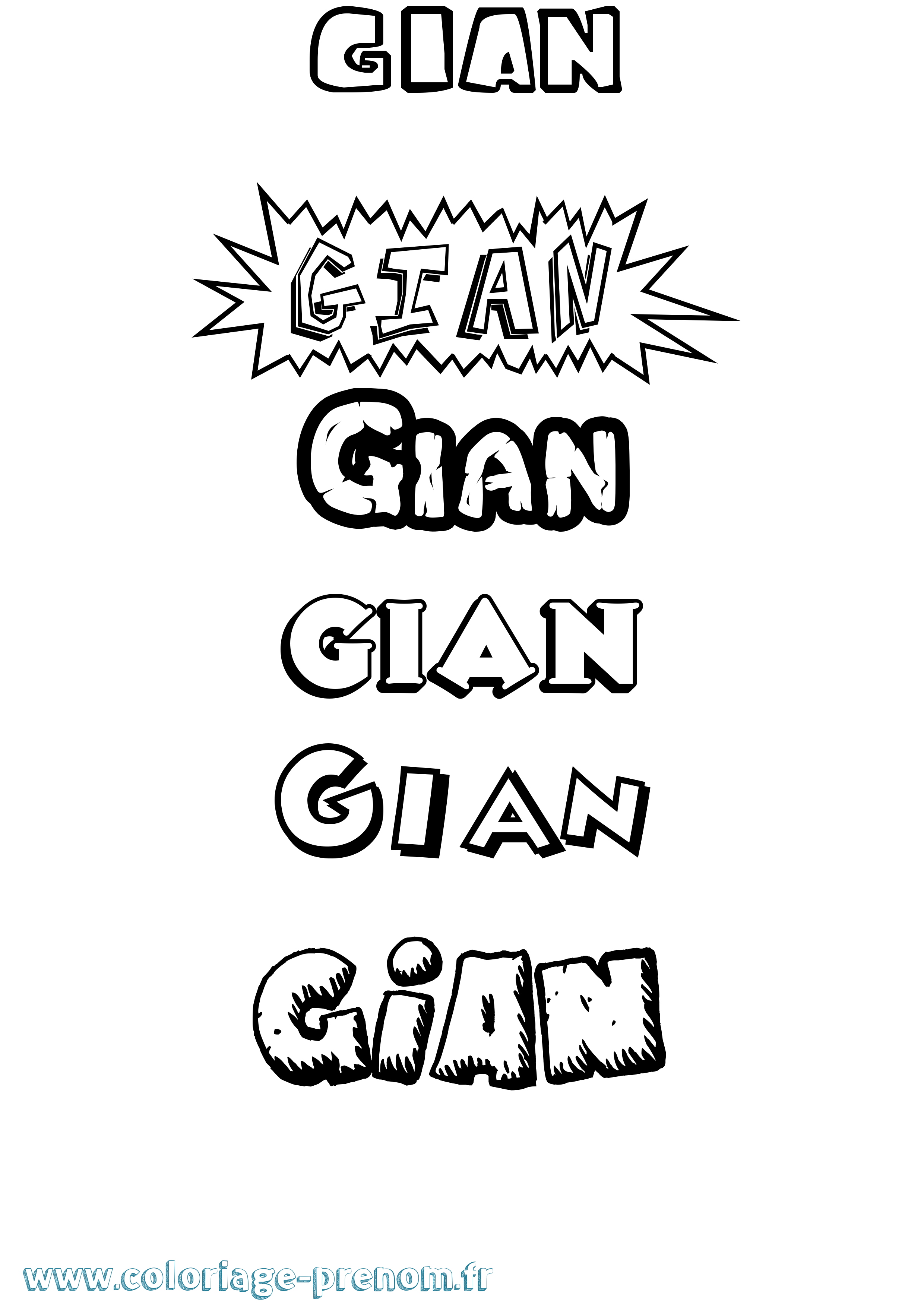 Coloriage Gian Dessin Animé Coloriage prénom Gian Dessin Animé