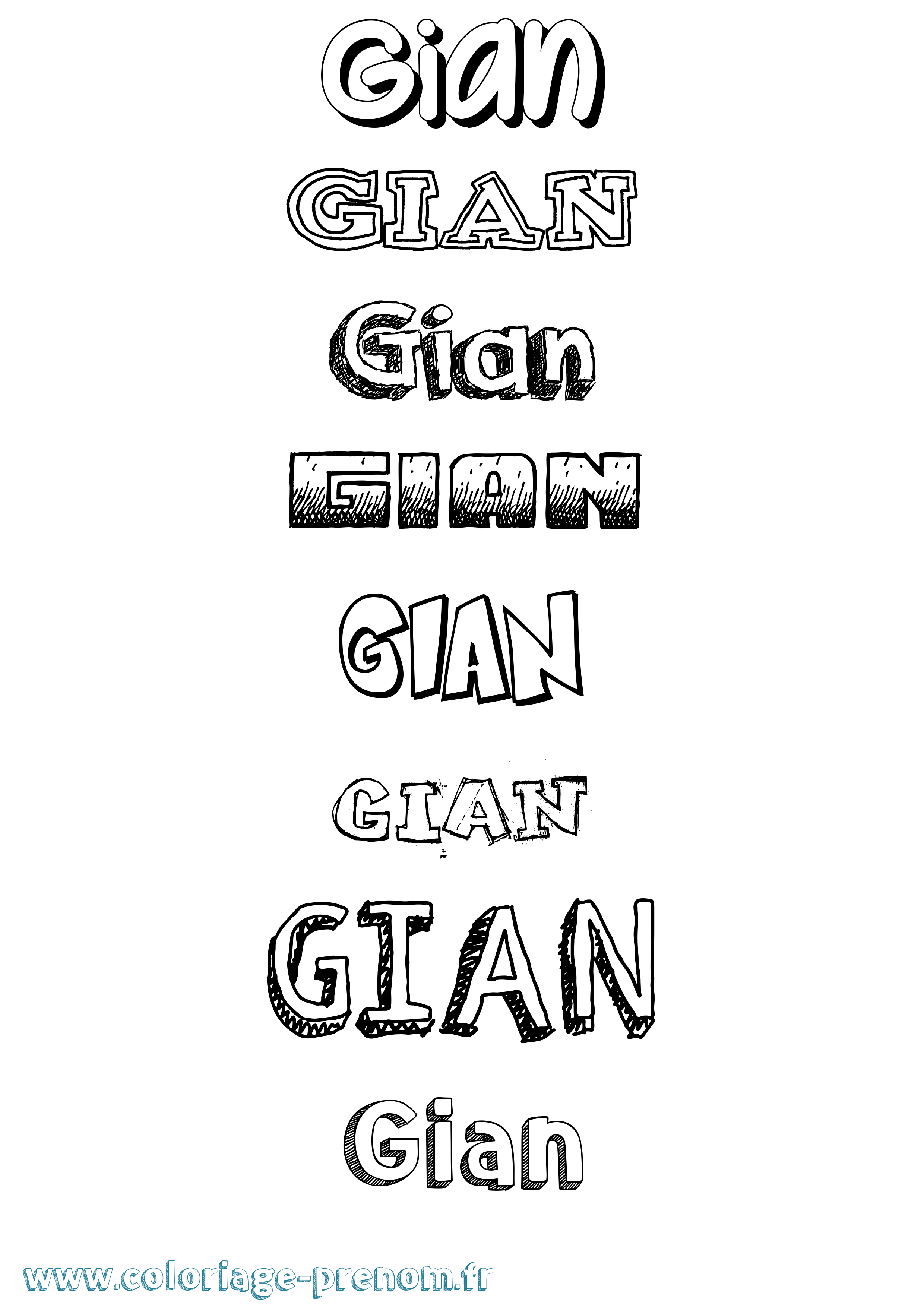 Coloriage Gian Dessiné Coloriage prénom Gian Dessiné