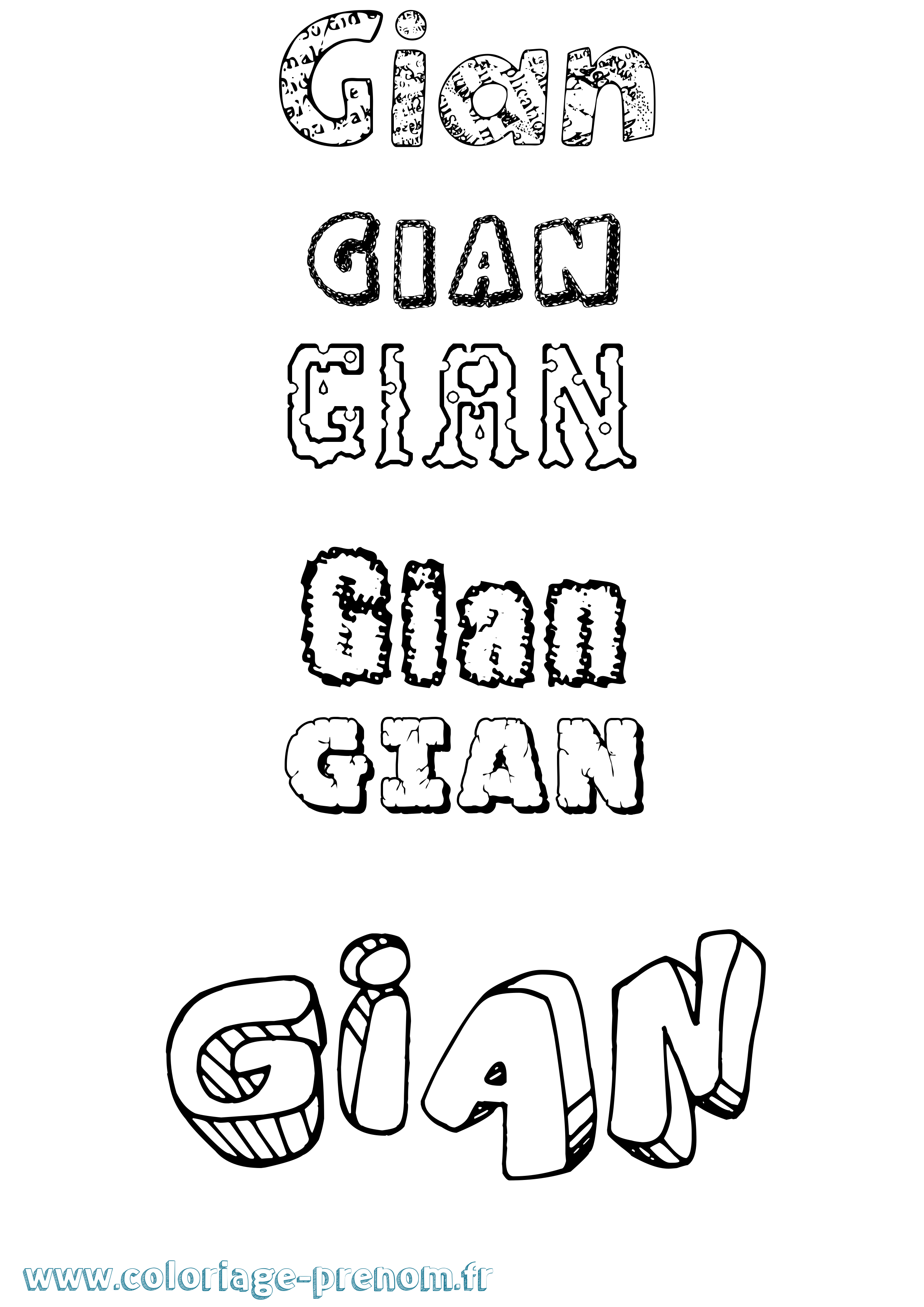 Coloriage Gian Destructuré Coloriage prénom Gian Destructuré