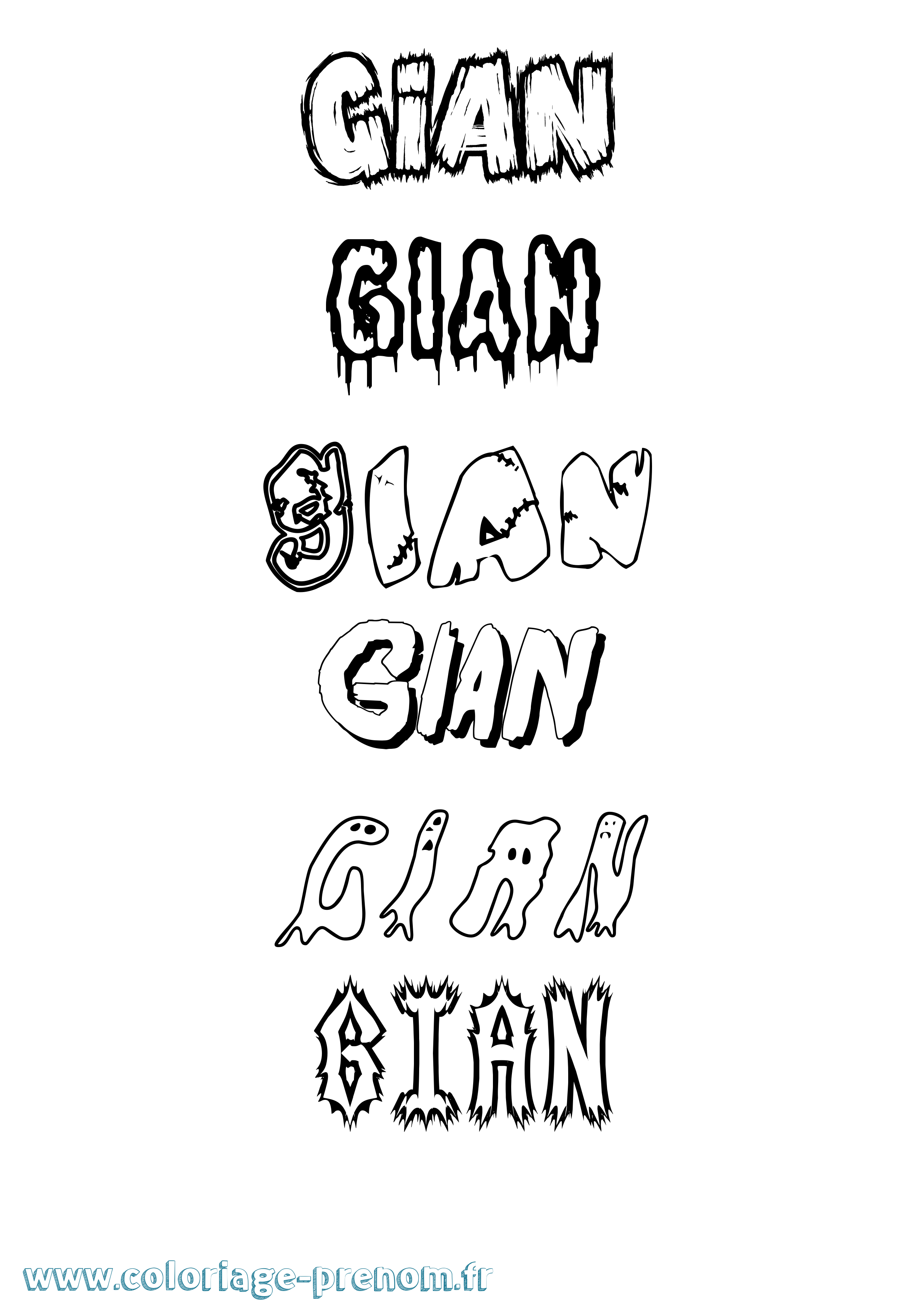 Coloriage Gian Frisson Coloriage prénom Gian Frisson