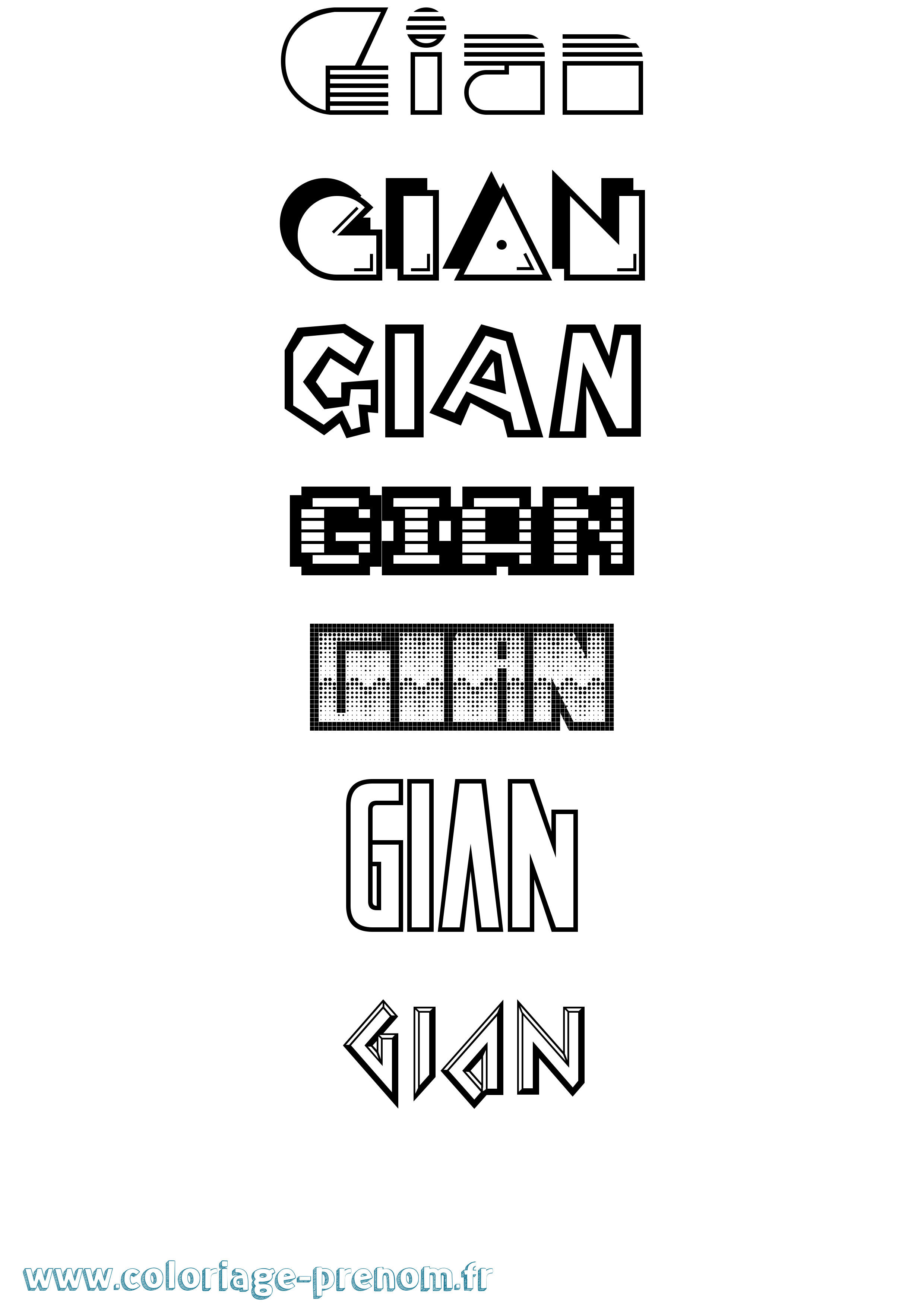 Coloriage Gian Jeux Vidéos Coloriage prénom Gian Jeux Vidéos