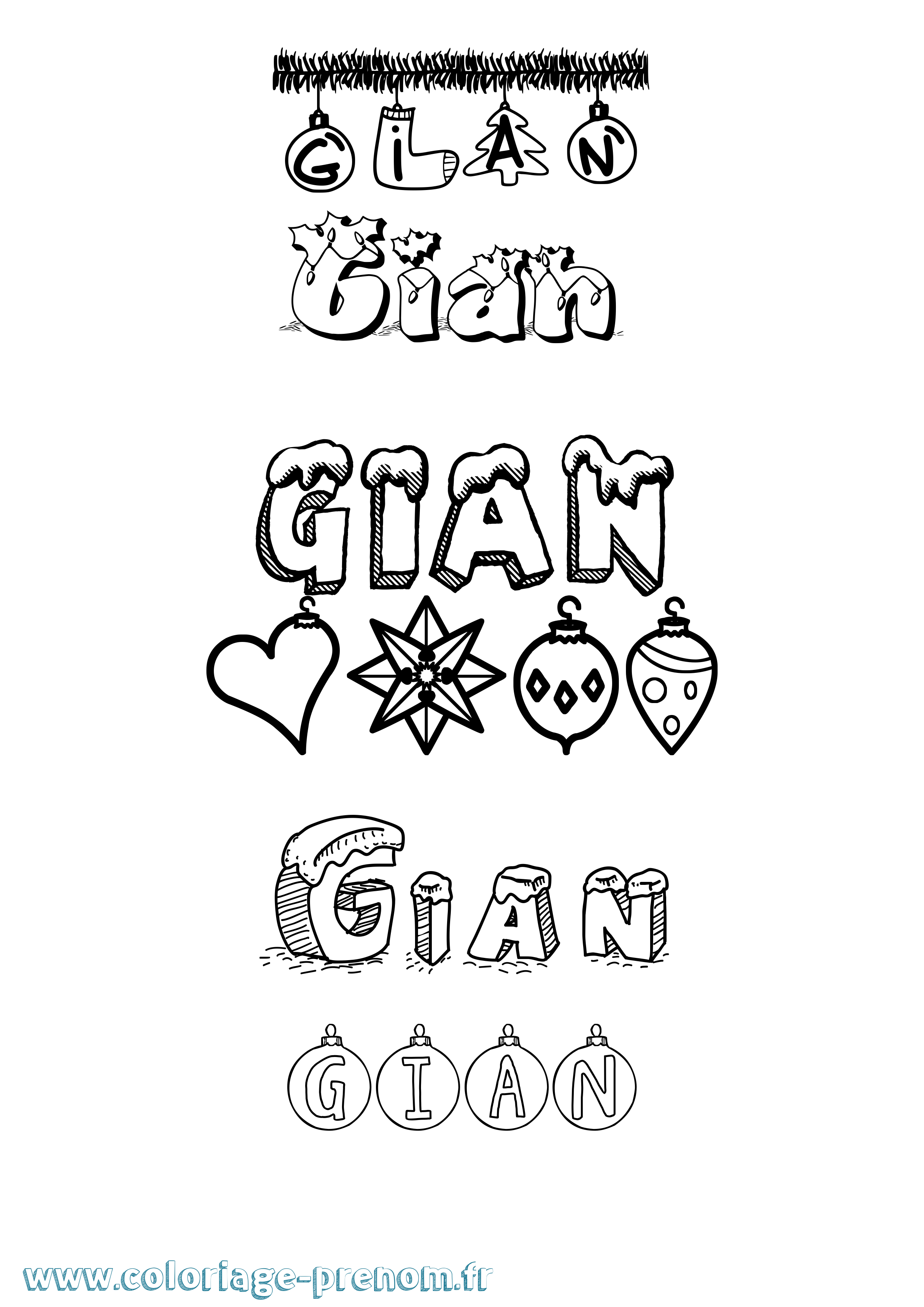Coloriage Gian Noël Coloriage prénom Gian Noël