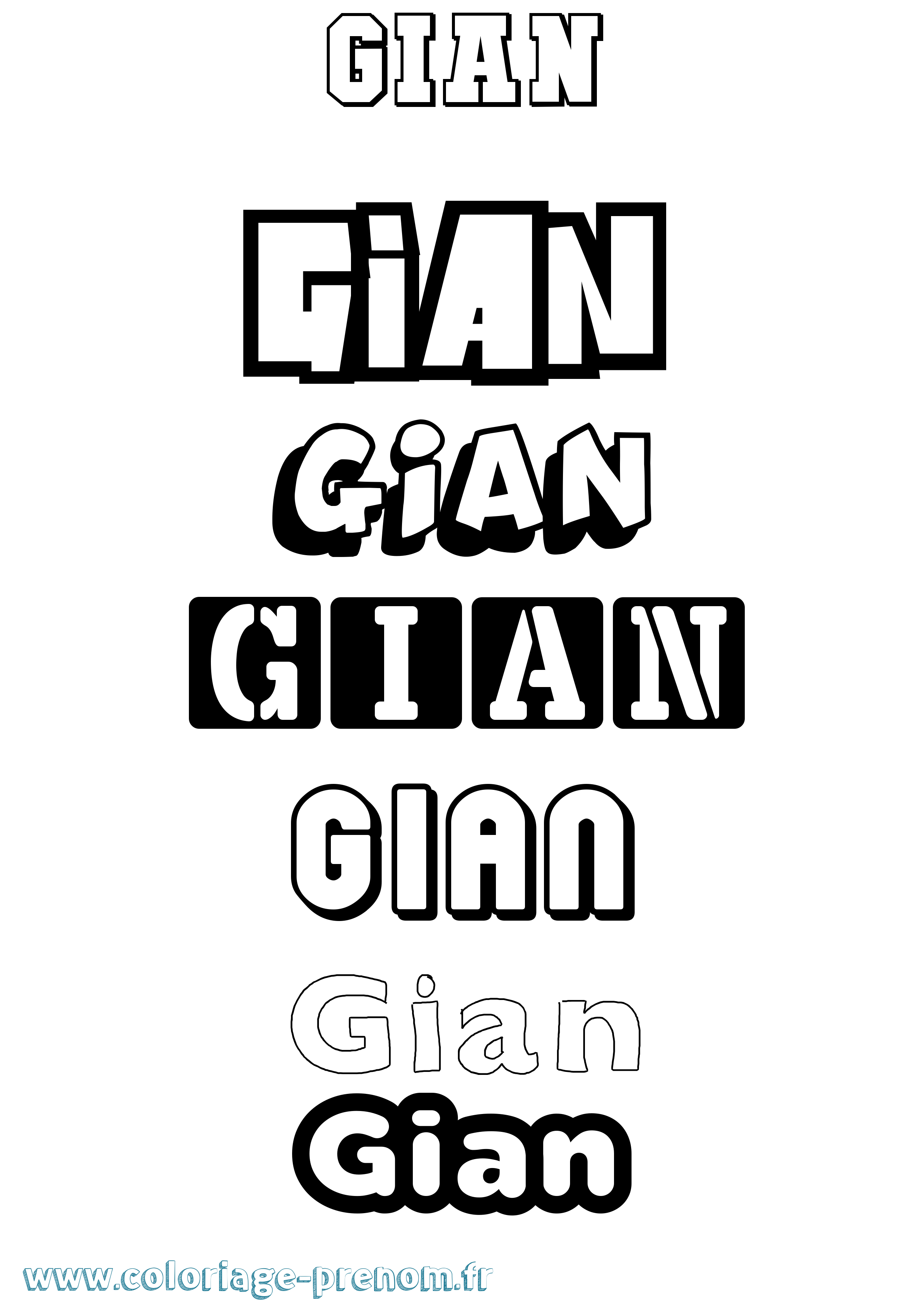 Coloriage Gian Simple Coloriage prénom Gian Simple