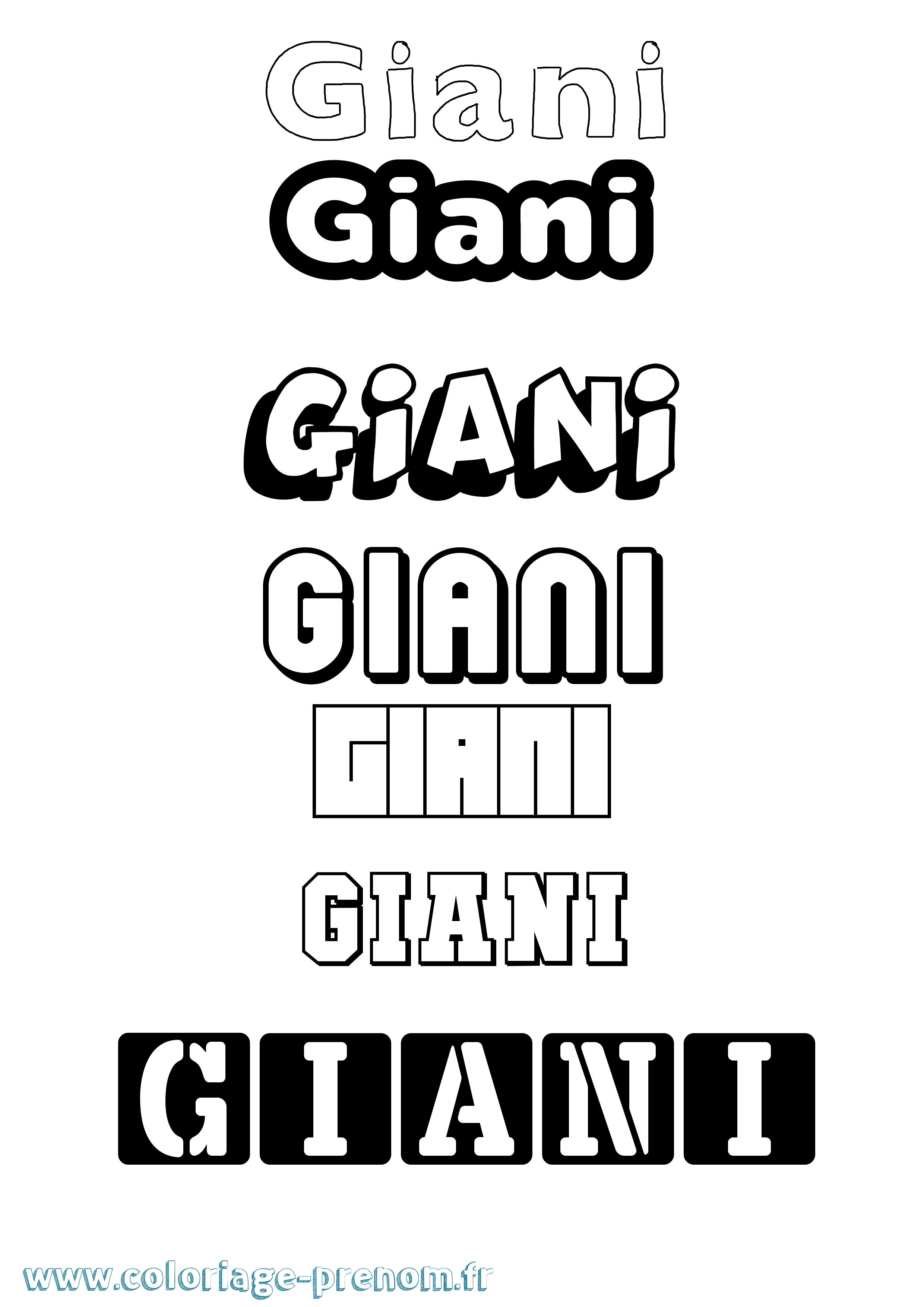 Coloriage prénom Giani Simple