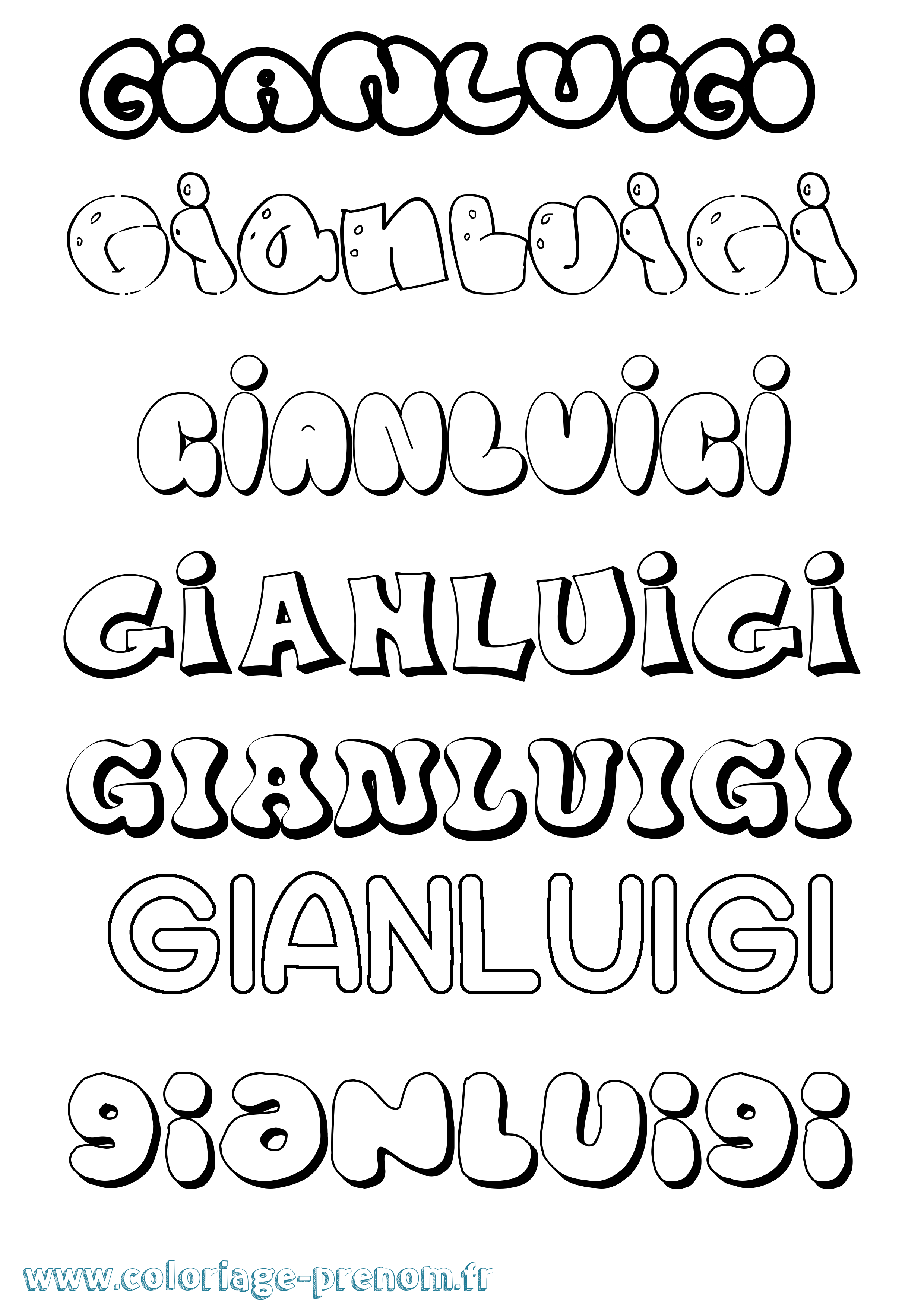 Coloriage prénom Gianluigi Bubble