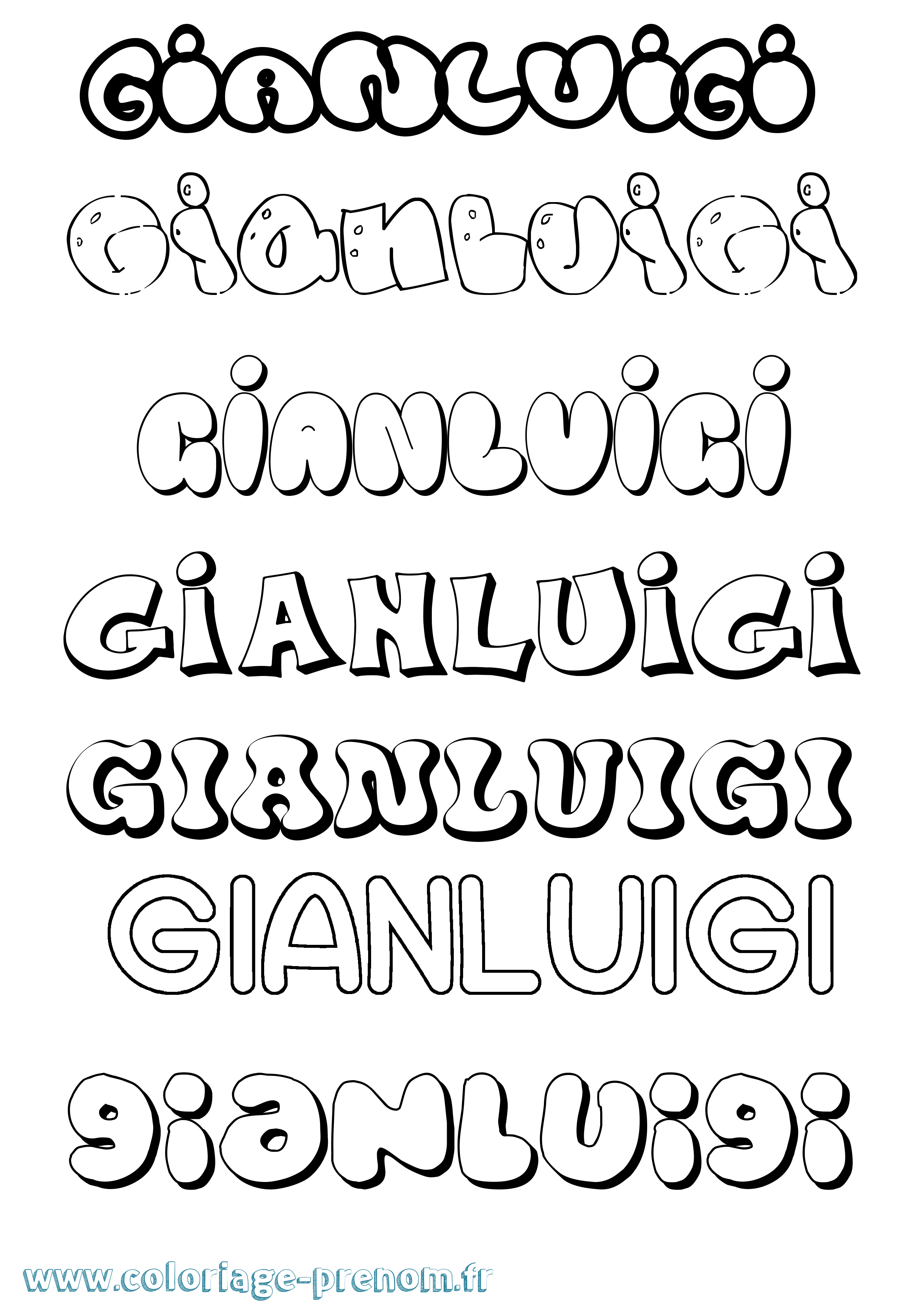 Coloriage Gianluigi Bubble Coloriage prénom Gianluigi Bubble
