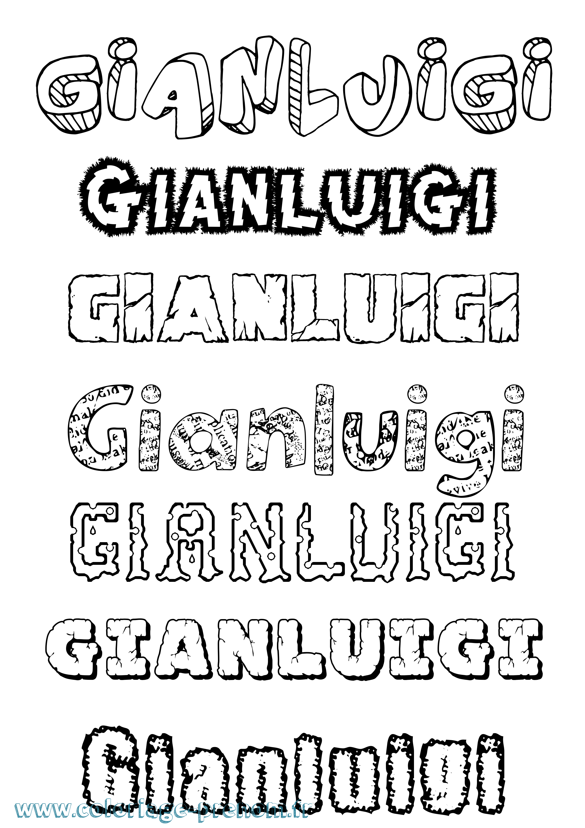 Coloriage Gianluigi Destructuré Coloriage prénom Gianluigi Destructuré