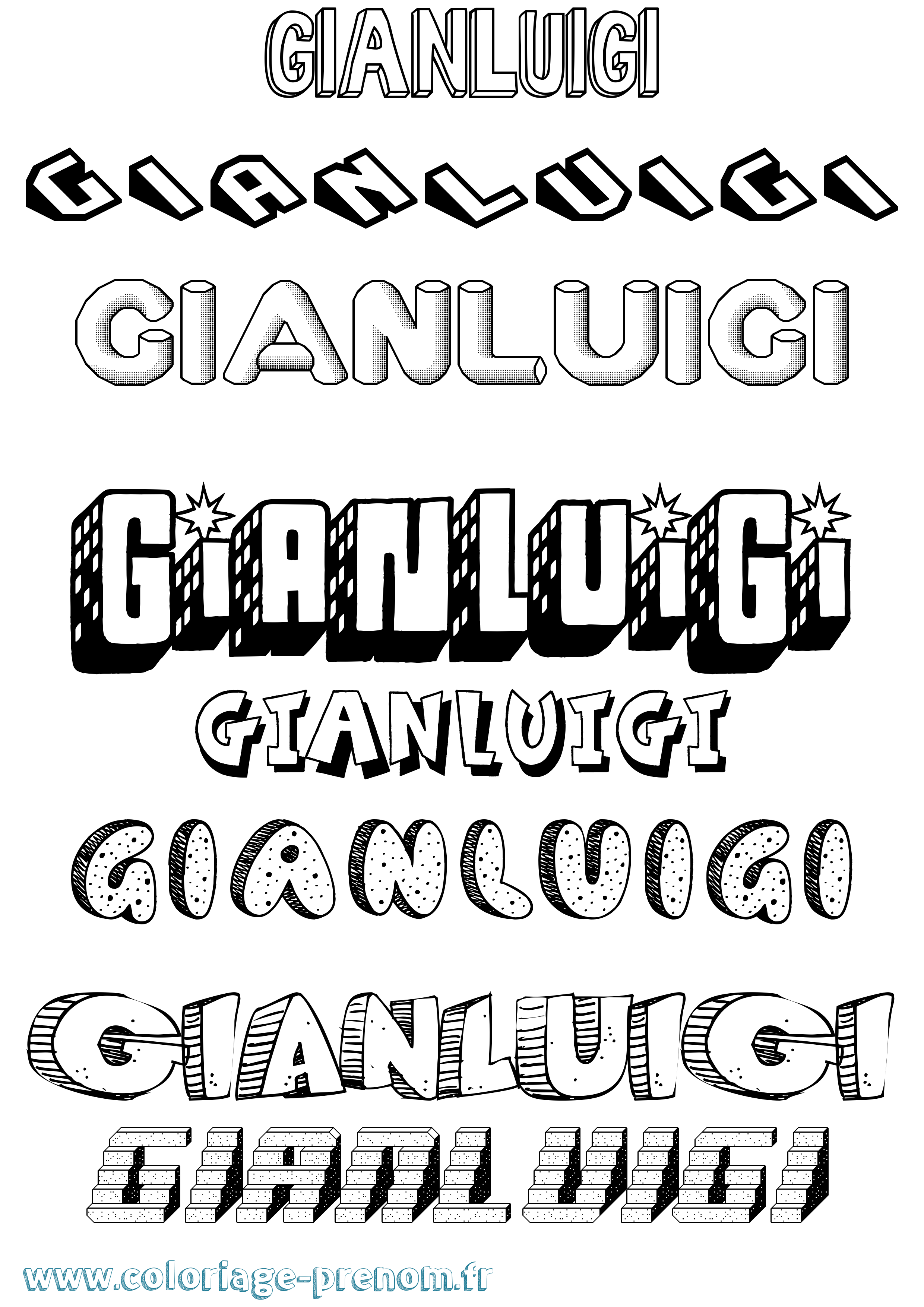 Coloriage Gianluigi Effet 3D Coloriage prénom Gianluigi Effet 3D