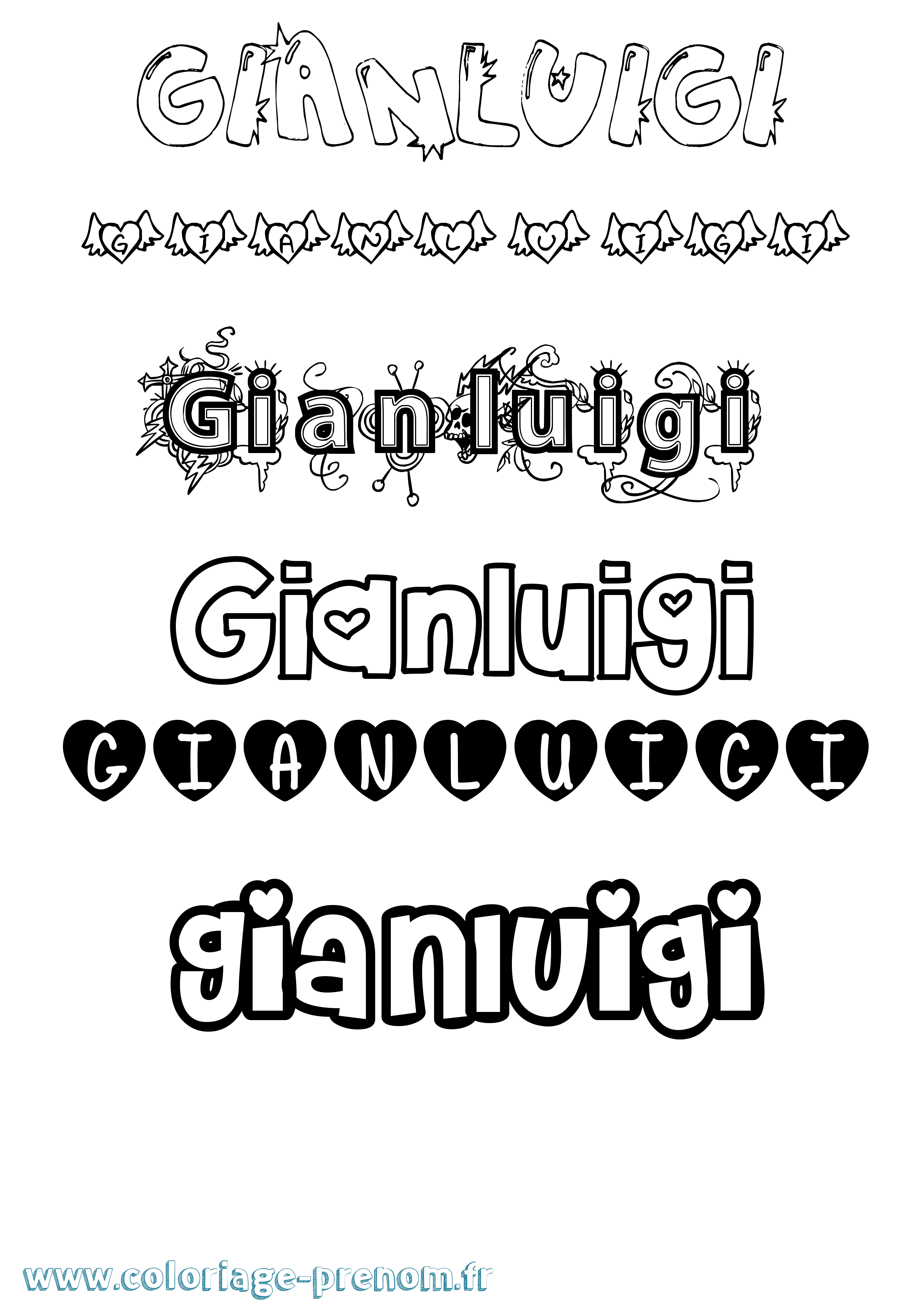 Coloriage prénom Gianluigi Girly