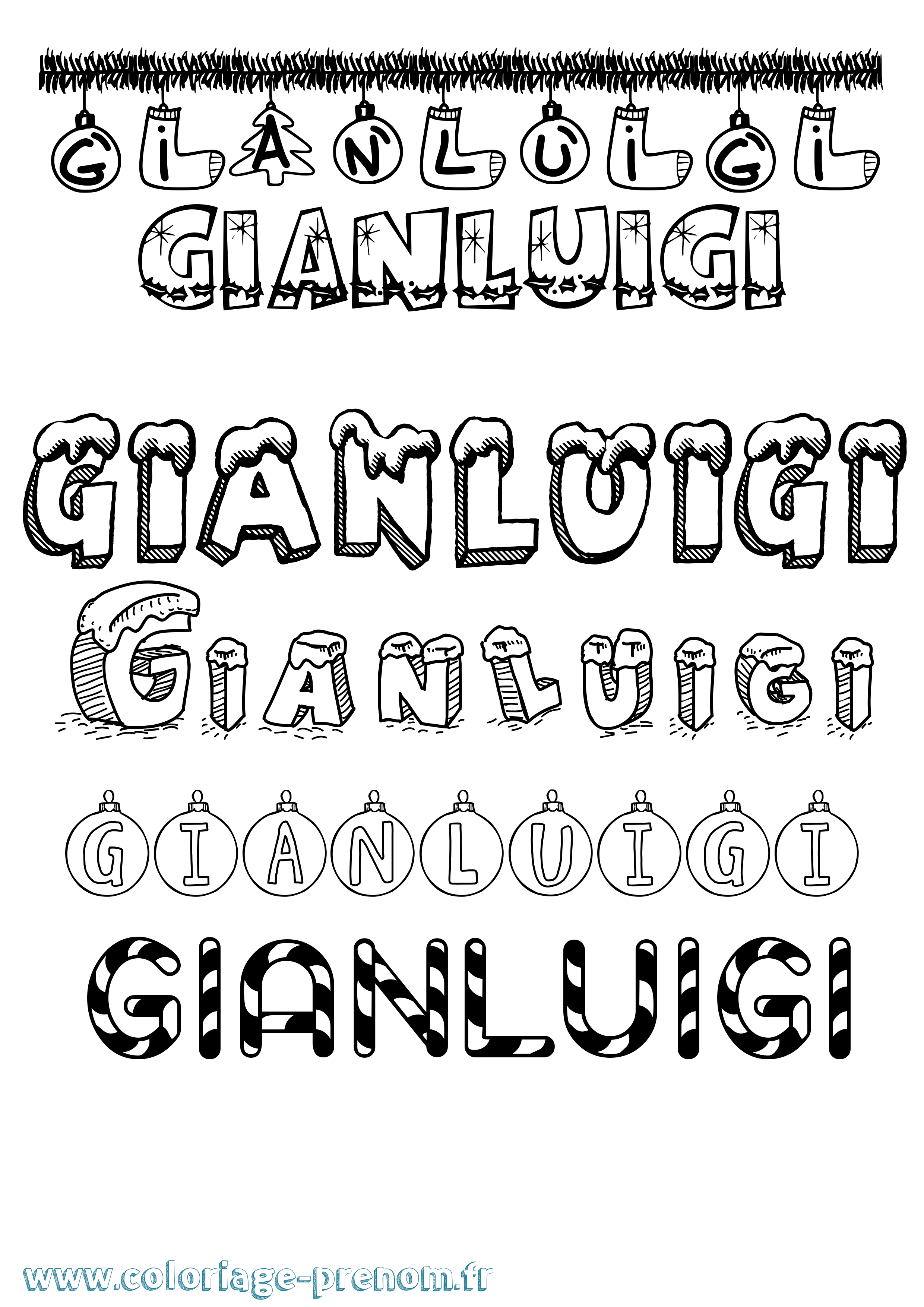 Coloriage Gianluigi Noël Coloriage prénom Gianluigi Noël