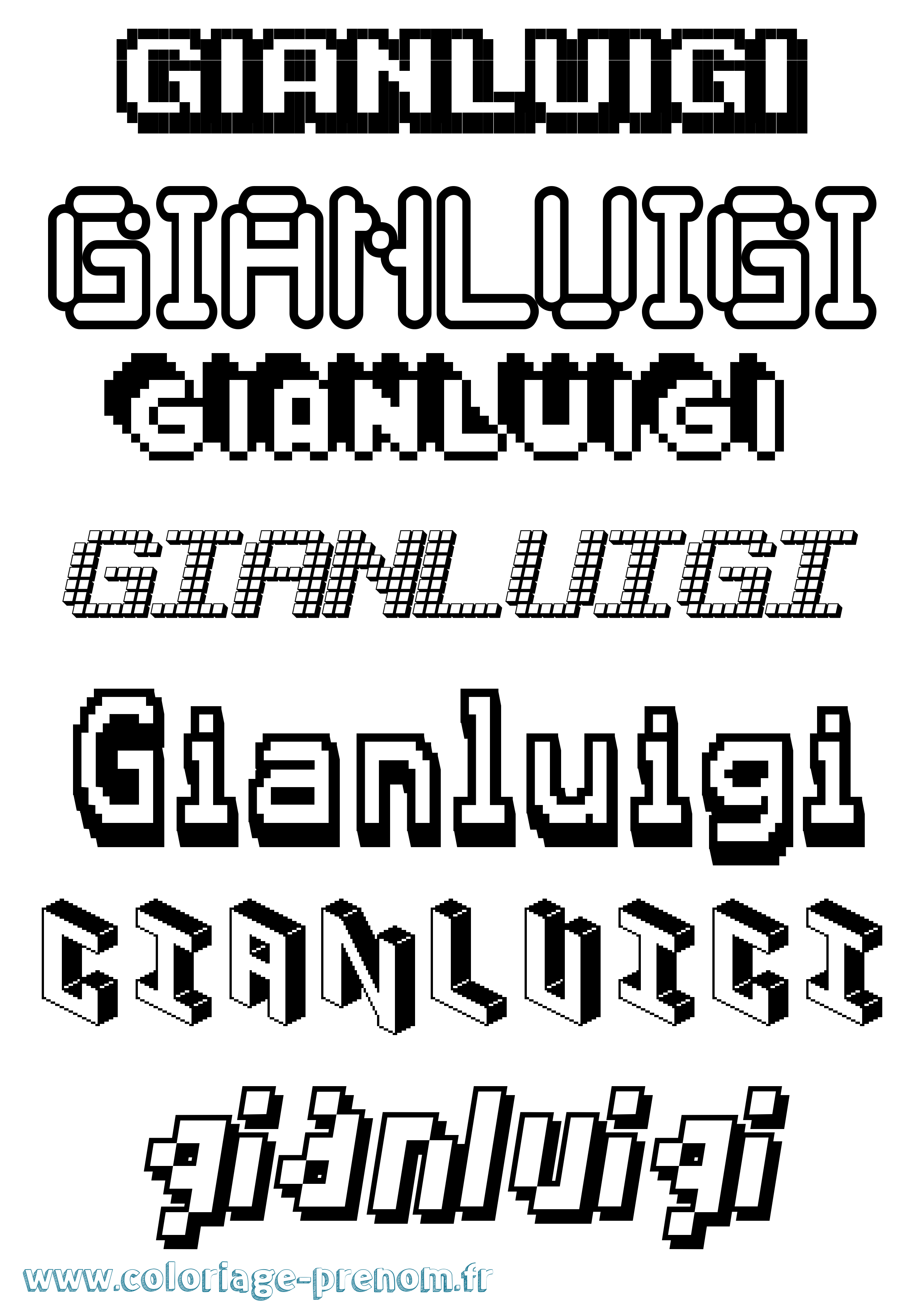 Coloriage Gianluigi Pixel Coloriage prénom Gianluigi Pixel