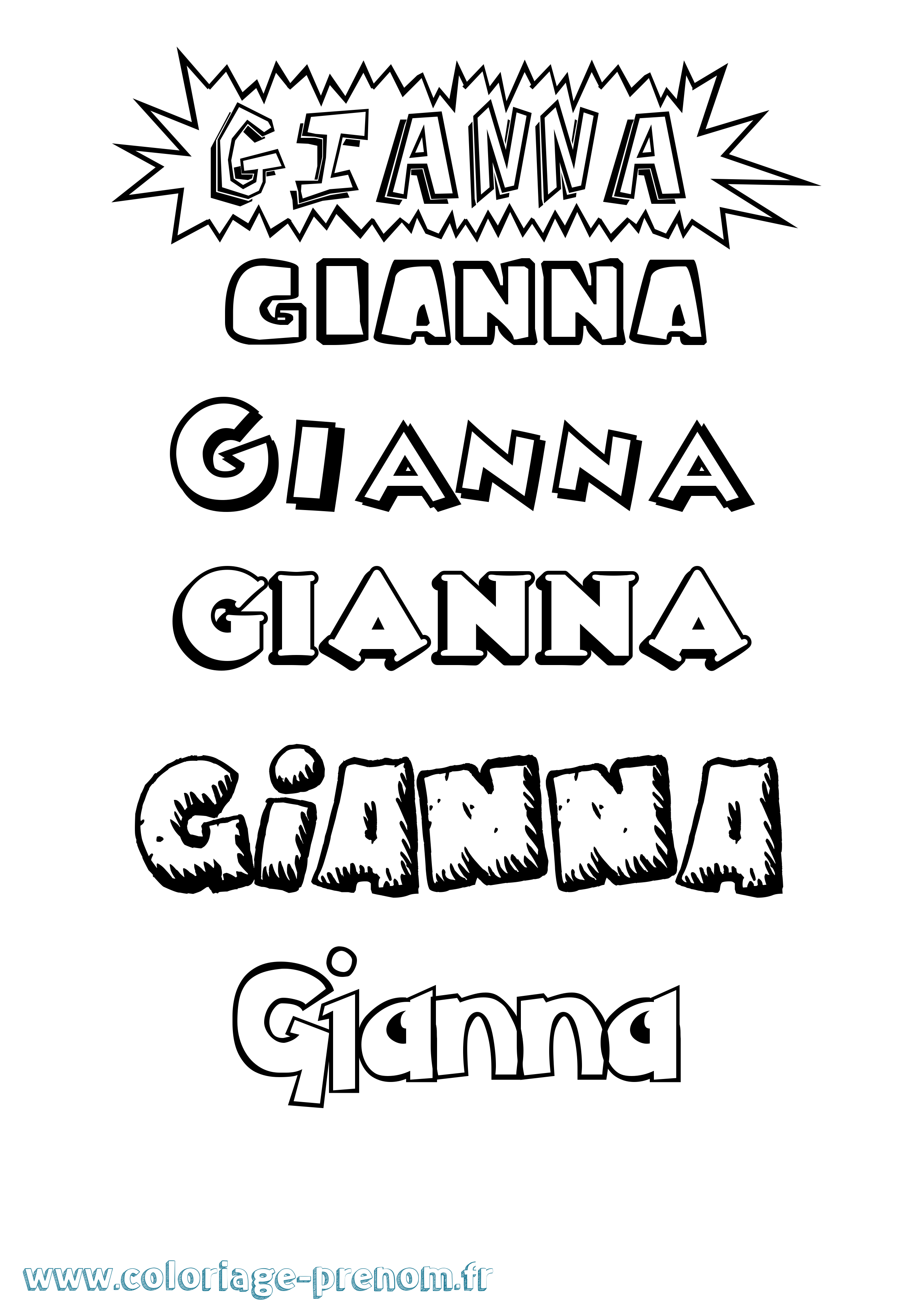 Coloriage prénom Gianna Dessin Animé
