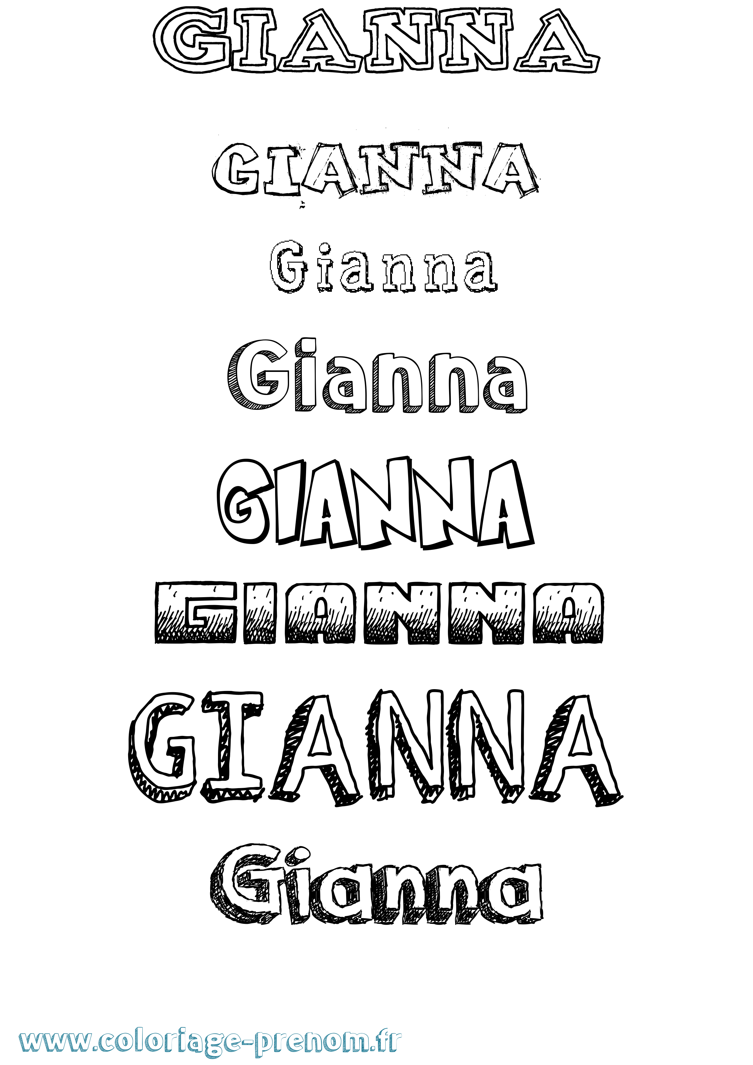 Coloriage prénom Gianna Dessiné