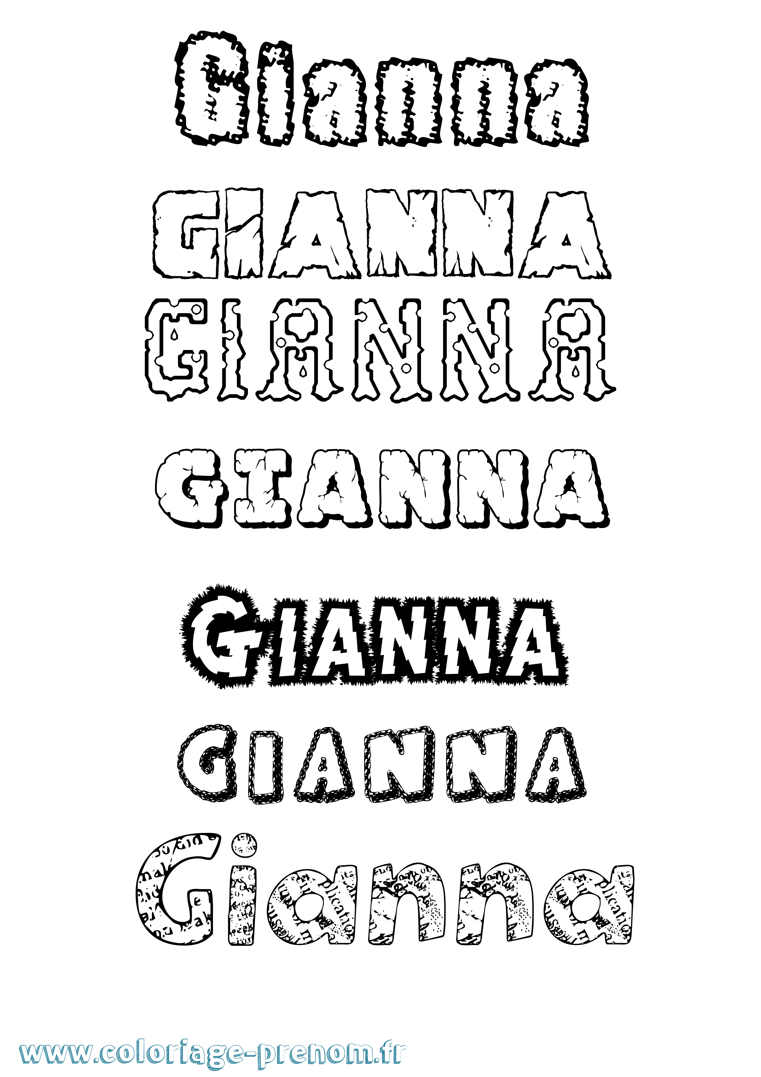 Coloriage prénom Gianna Destructuré