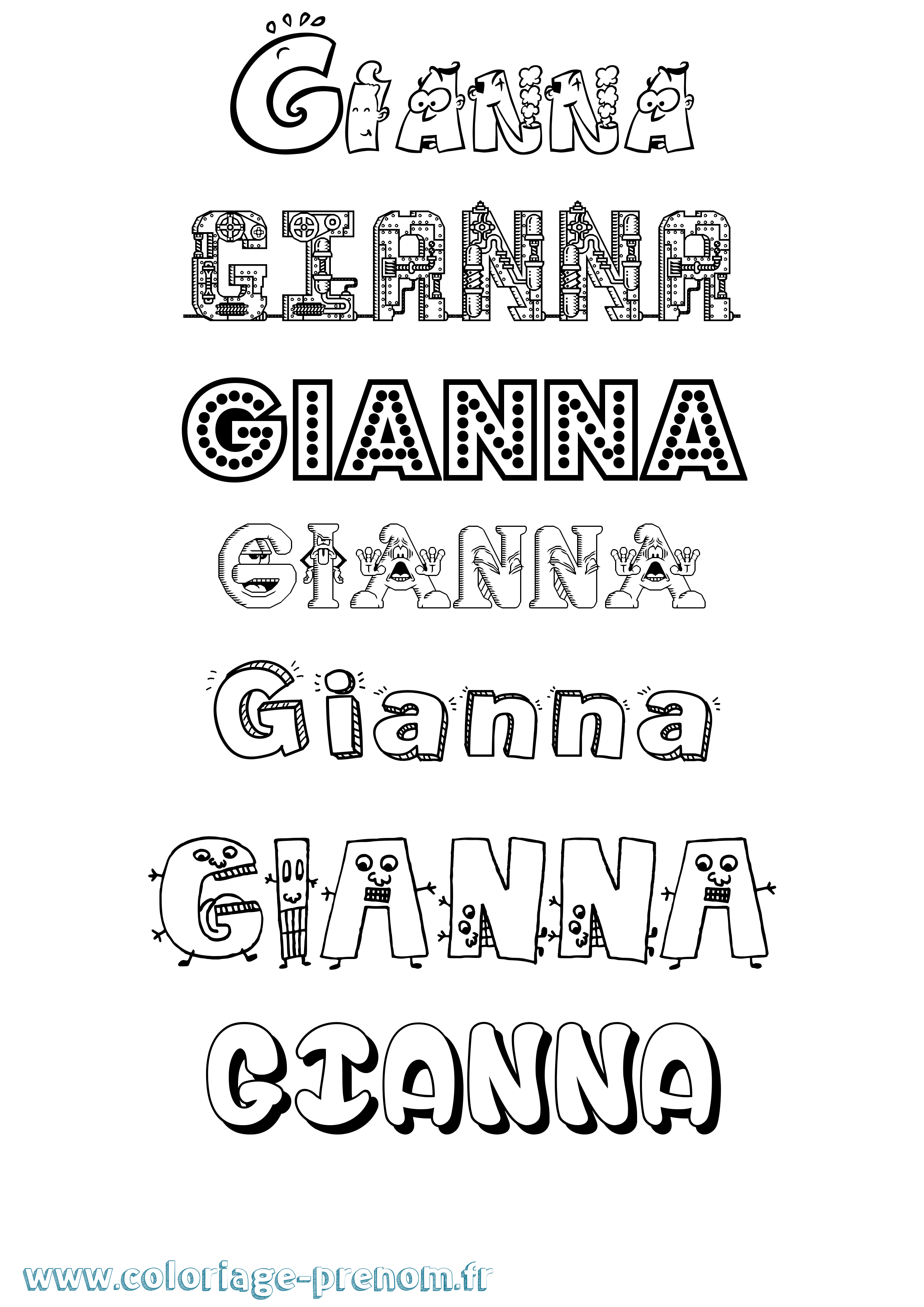 Coloriage prénom Gianna Fun