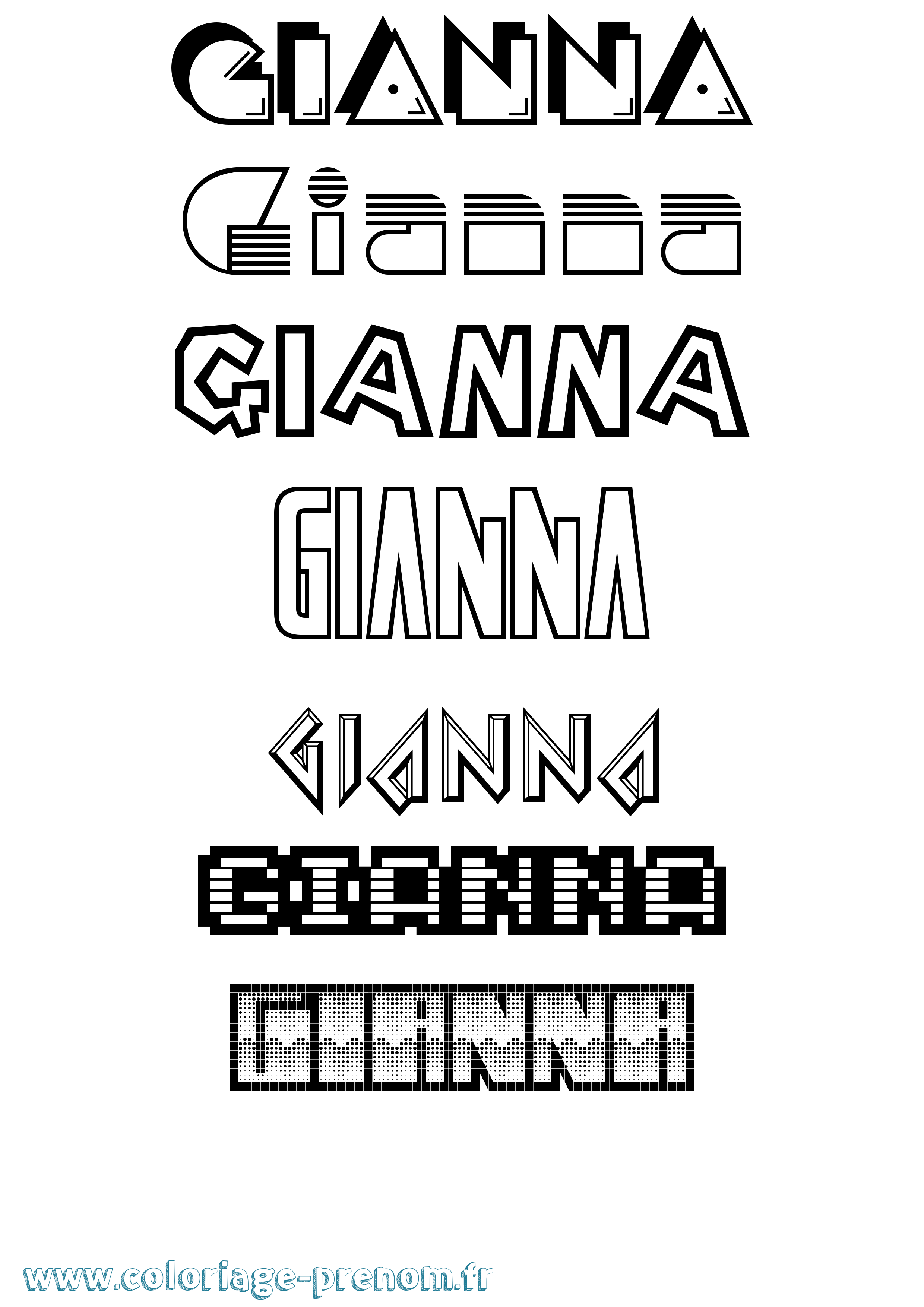 Coloriage prénom Gianna Jeux Vidéos