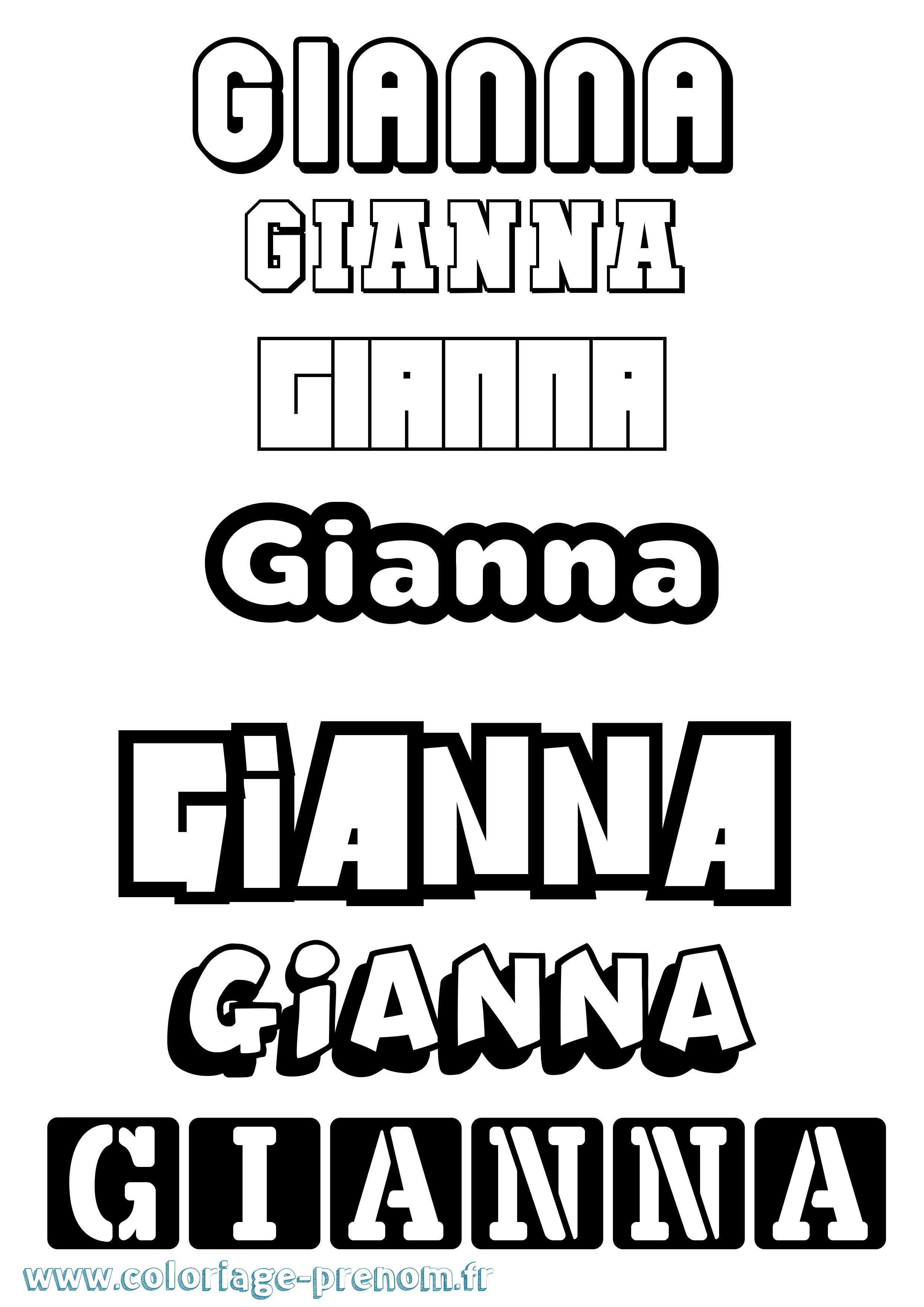 Coloriage prénom Gianna Simple