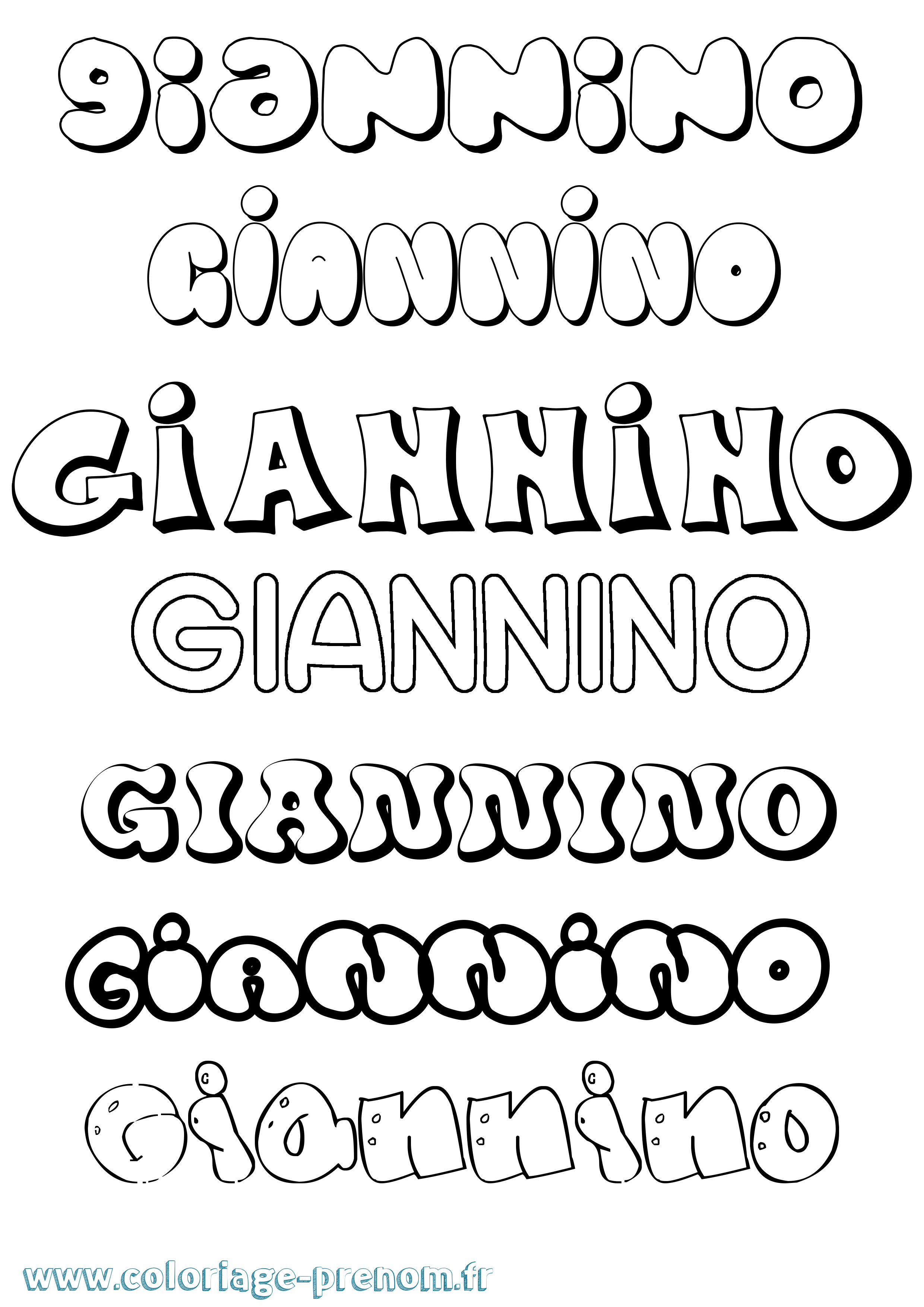 Coloriage Giannino Bubble Coloriage prénom Giannino Bubble