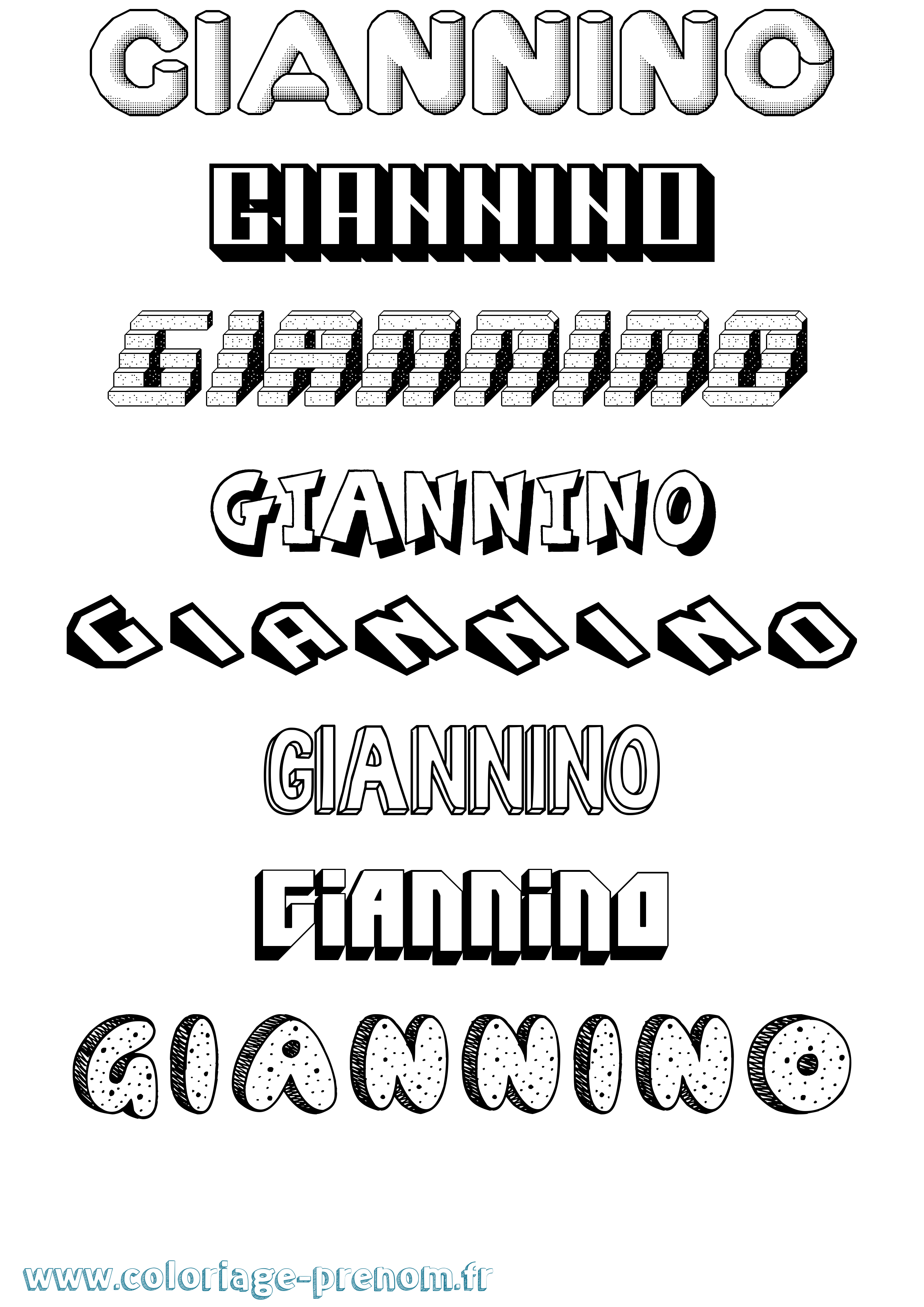 Coloriage Giannino Effet 3D Coloriage prénom Giannino Effet 3D