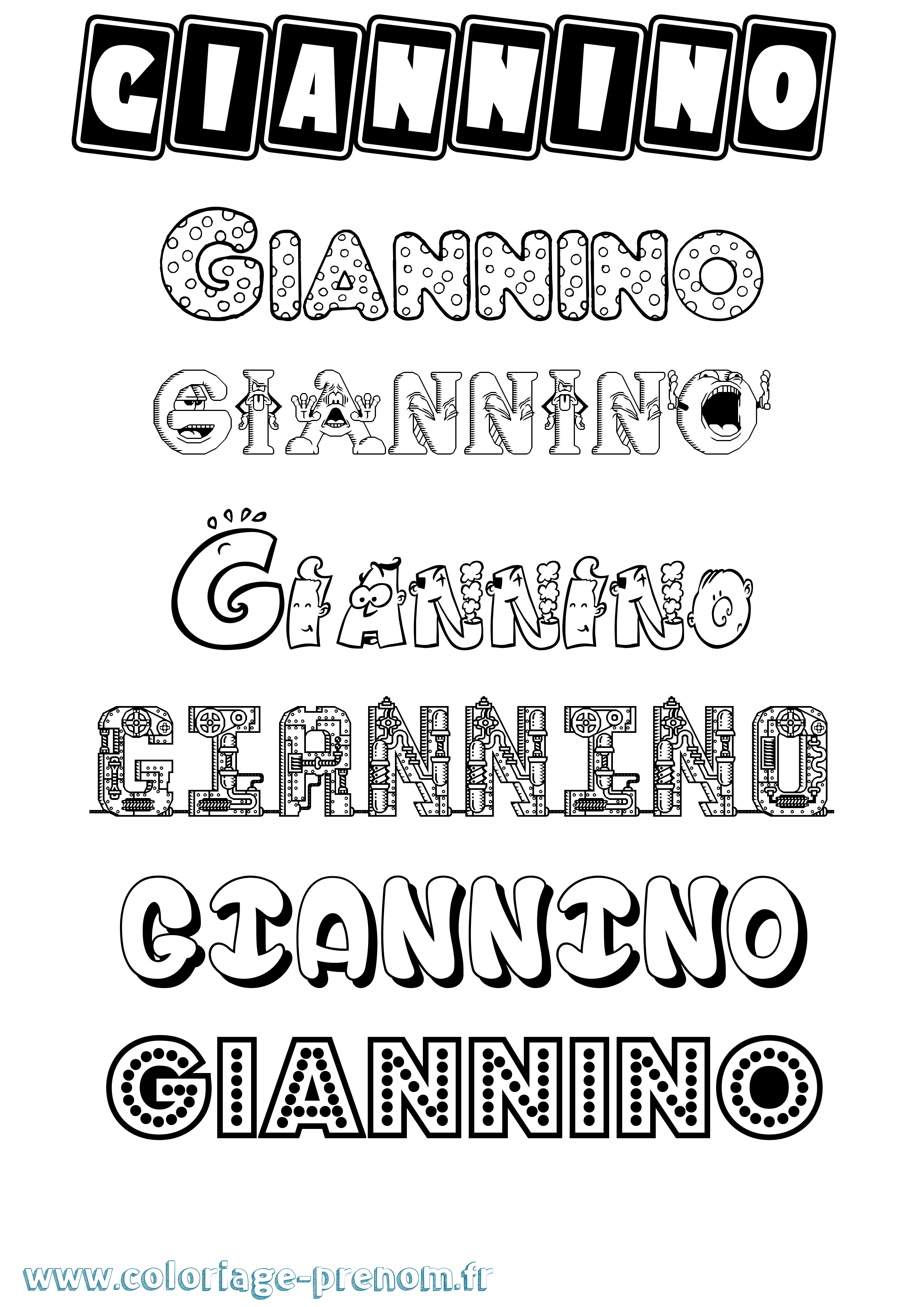 Coloriage Giannino Fun Coloriage prénom Giannino Fun