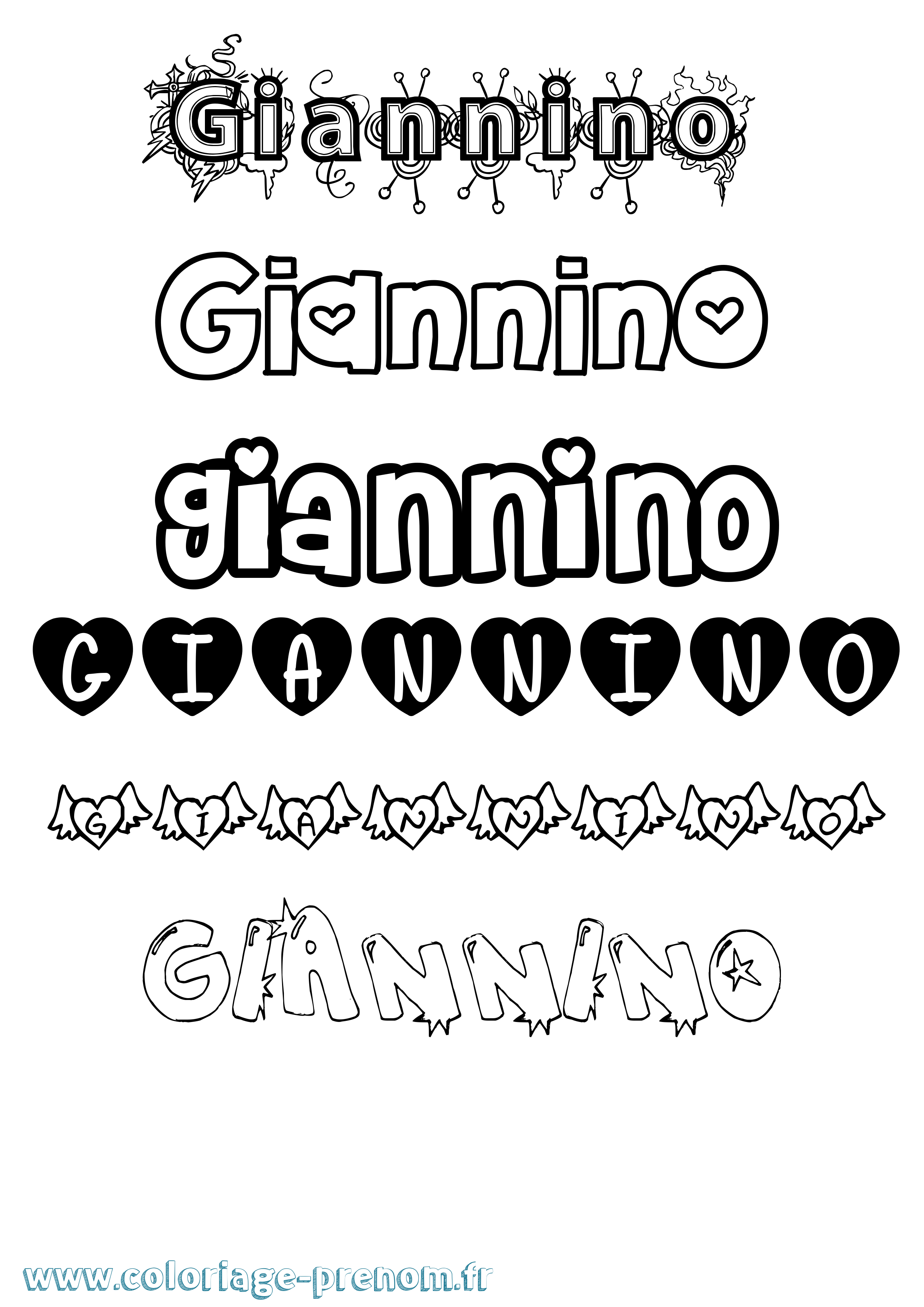 Coloriage Giannino Girly Coloriage prénom Giannino Girly
