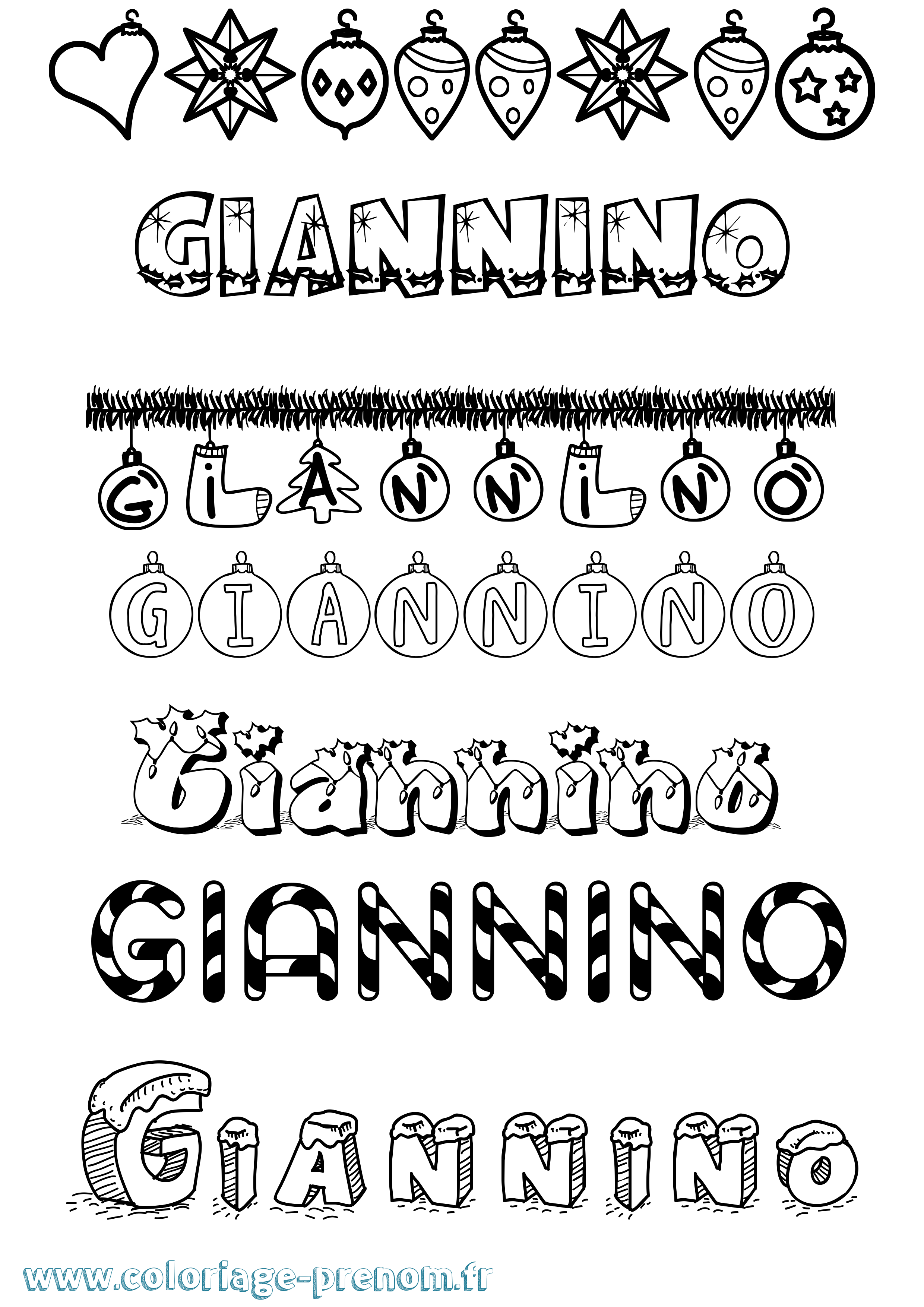 Coloriage Giannino Noël Coloriage prénom Giannino Noël