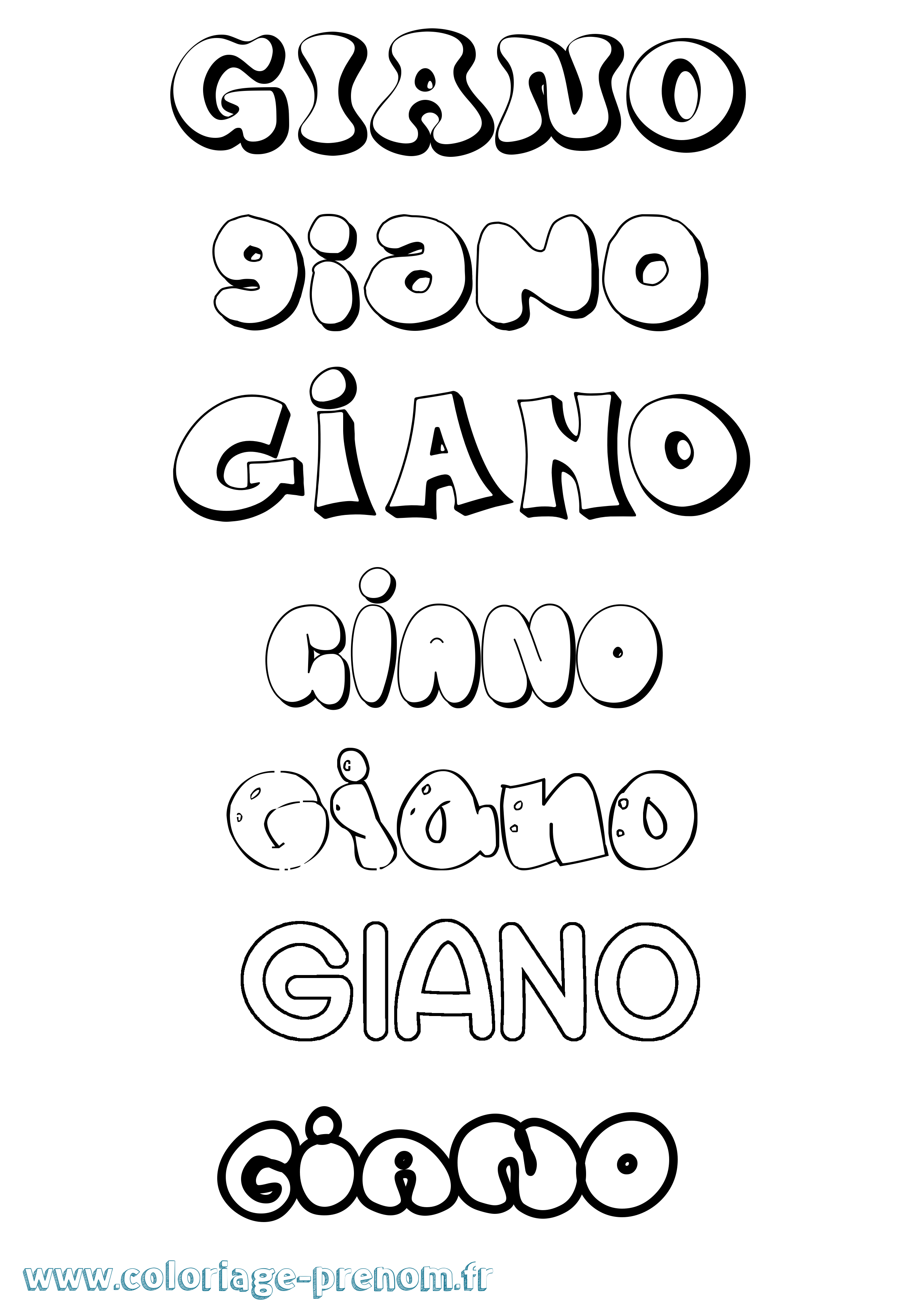 Coloriage prénom Giano Bubble