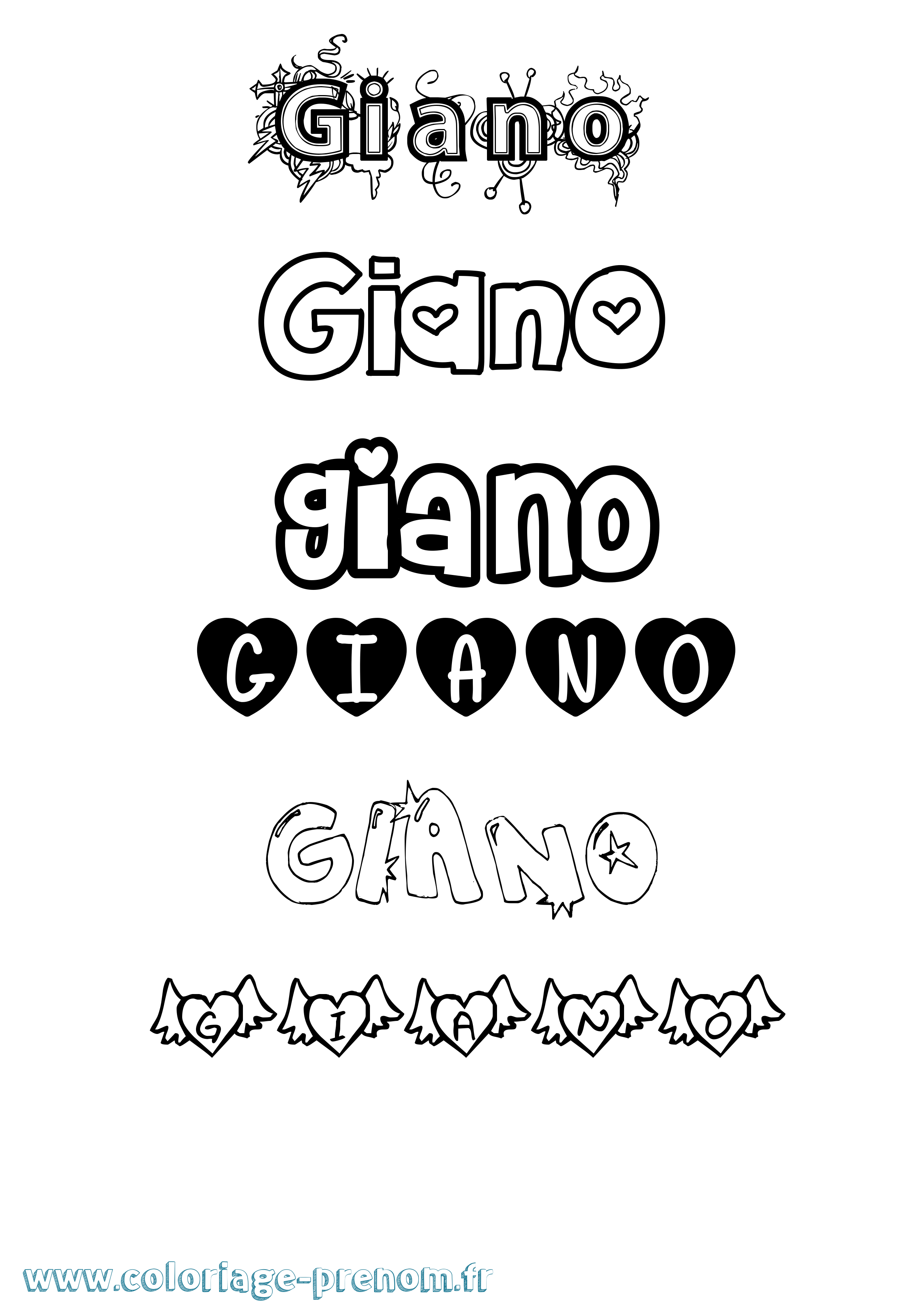 Coloriage prénom Giano Girly