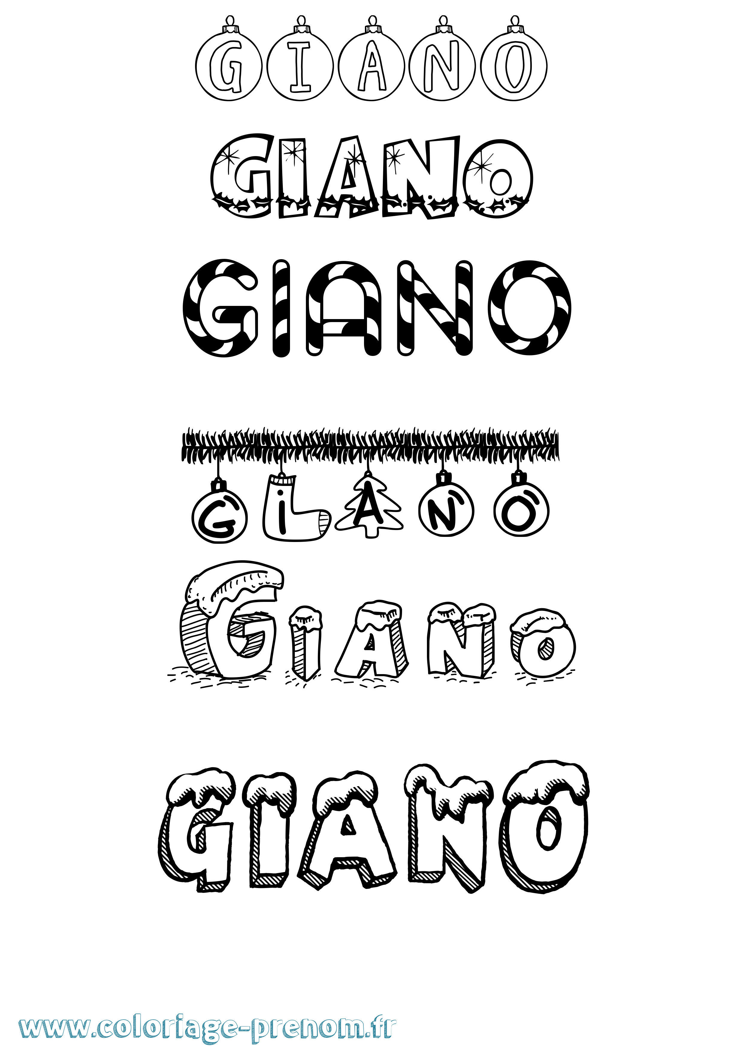 Coloriage prénom Giano Noël