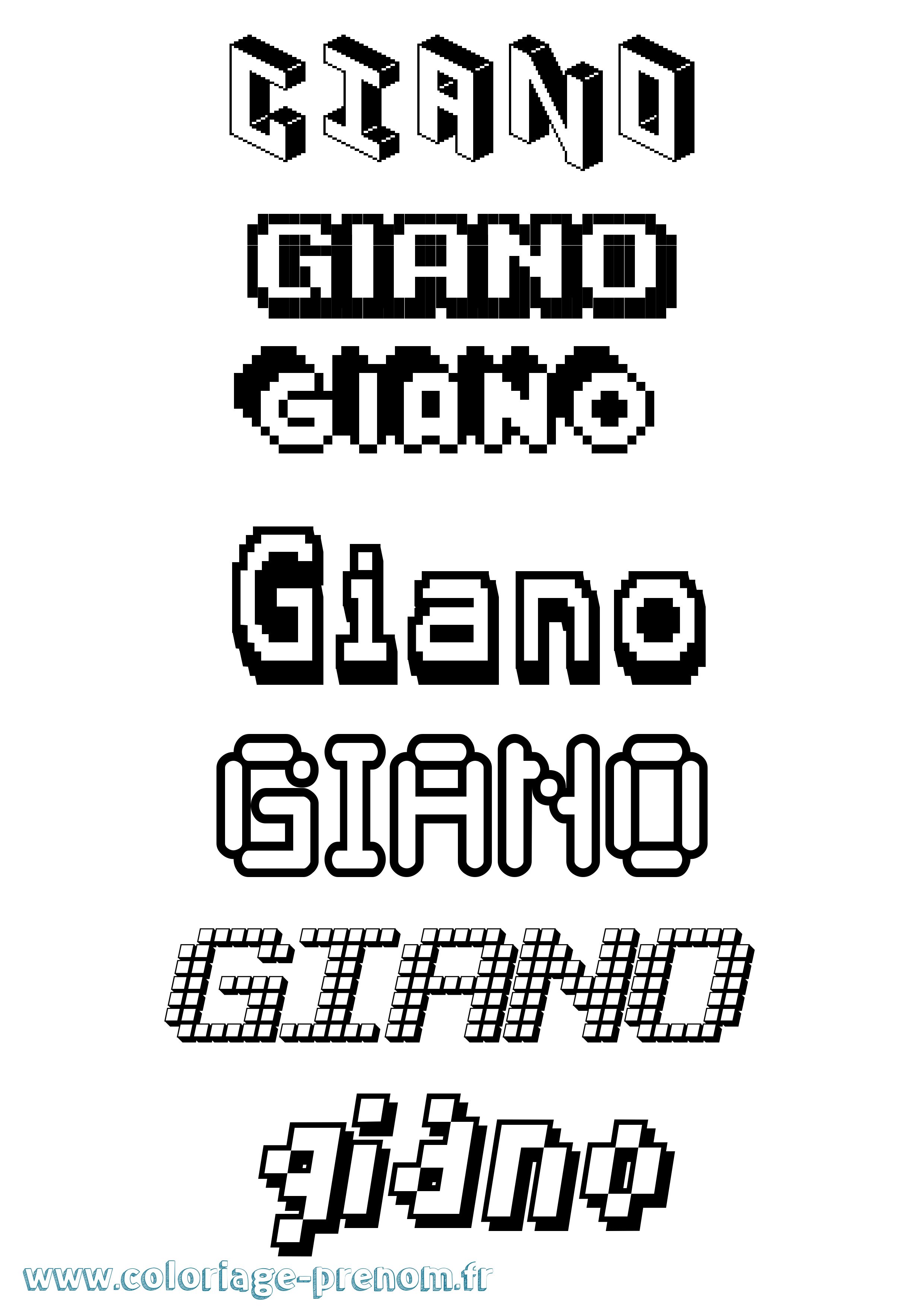Coloriage prénom Giano Pixel