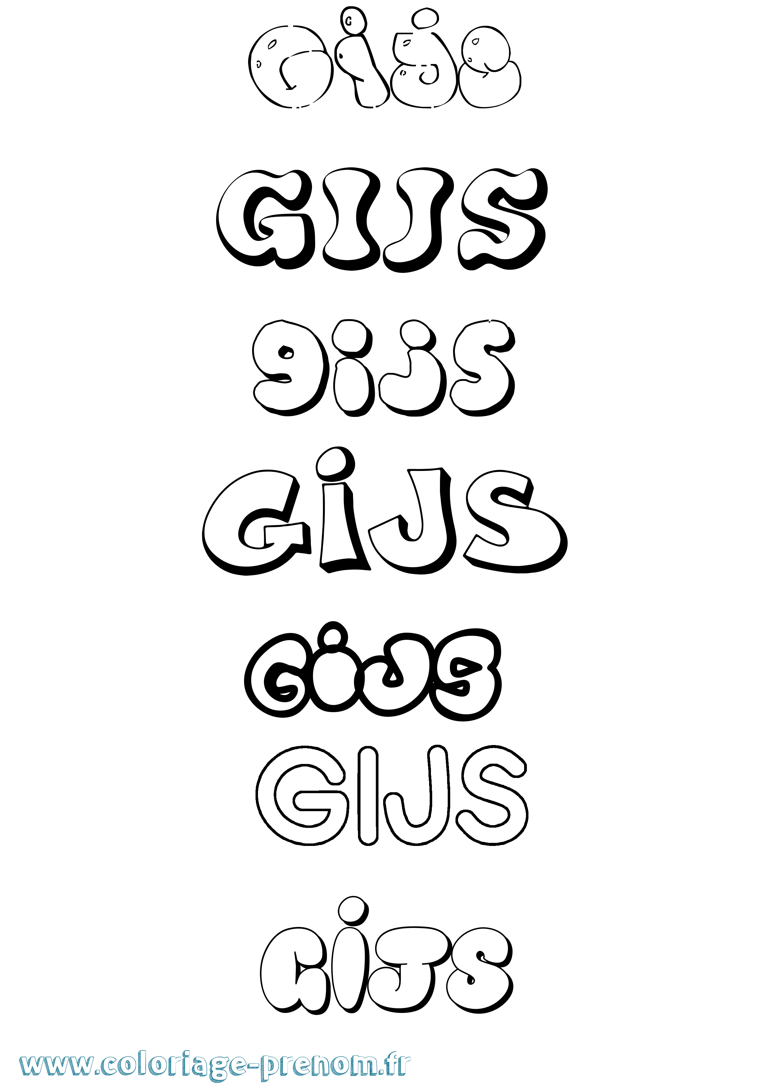 Coloriage Gijs Bubble Coloriage prénom Gijs Bubble