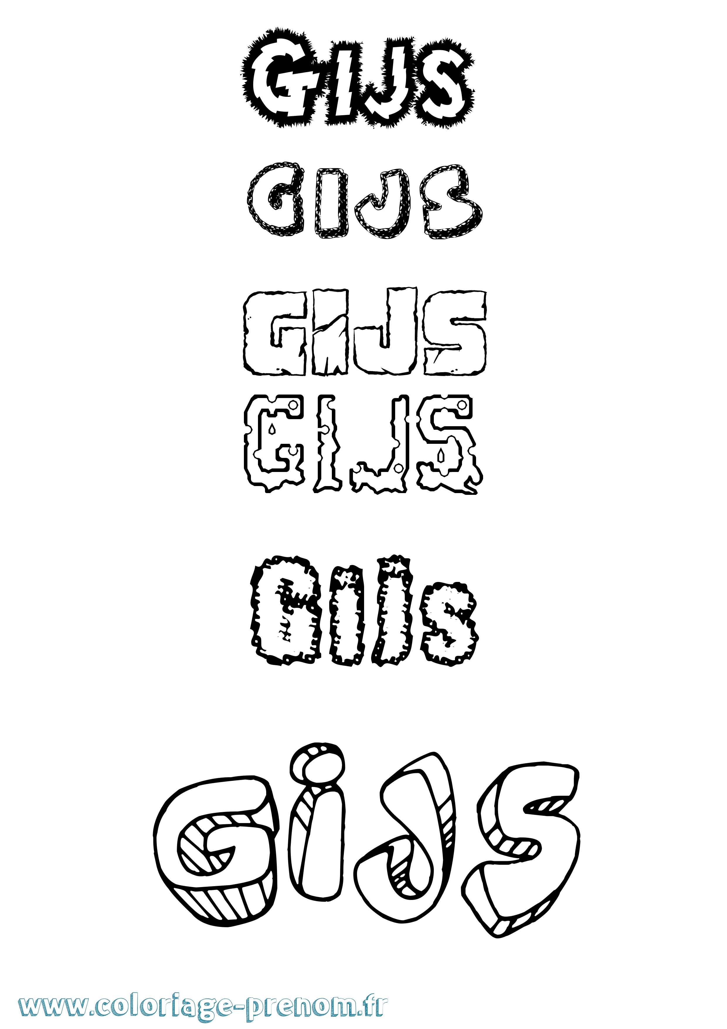 Coloriage Gijs Destructuré Coloriage prénom Gijs Destructuré