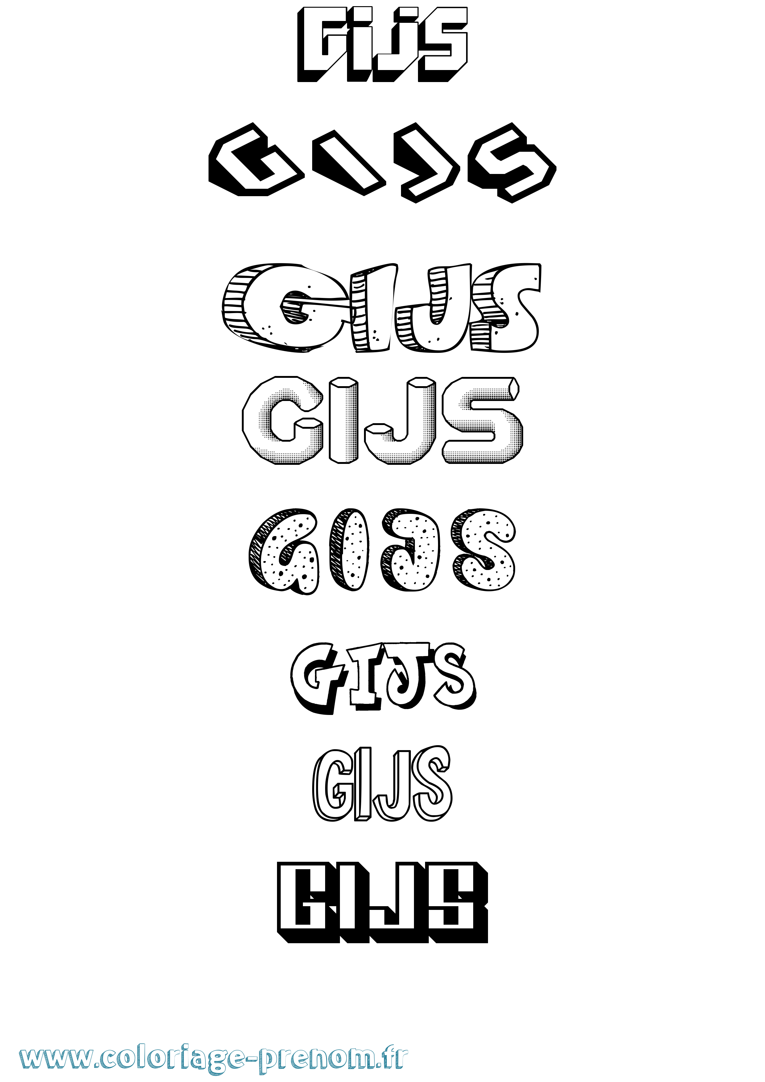 Coloriage Gijs Effet 3D Coloriage prénom Gijs Effet 3D
