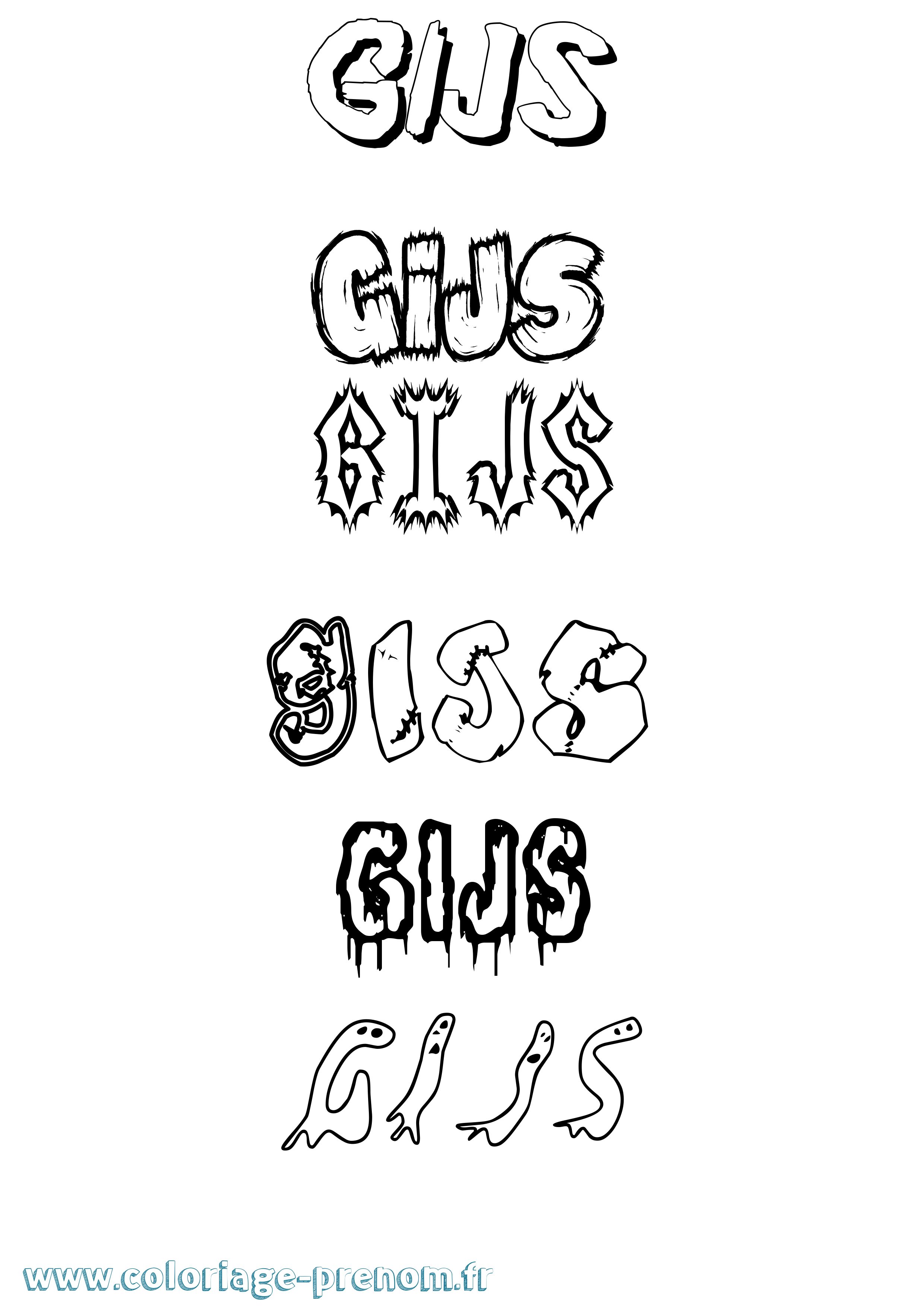 Coloriage Gijs Frisson Coloriage prénom Gijs Frisson