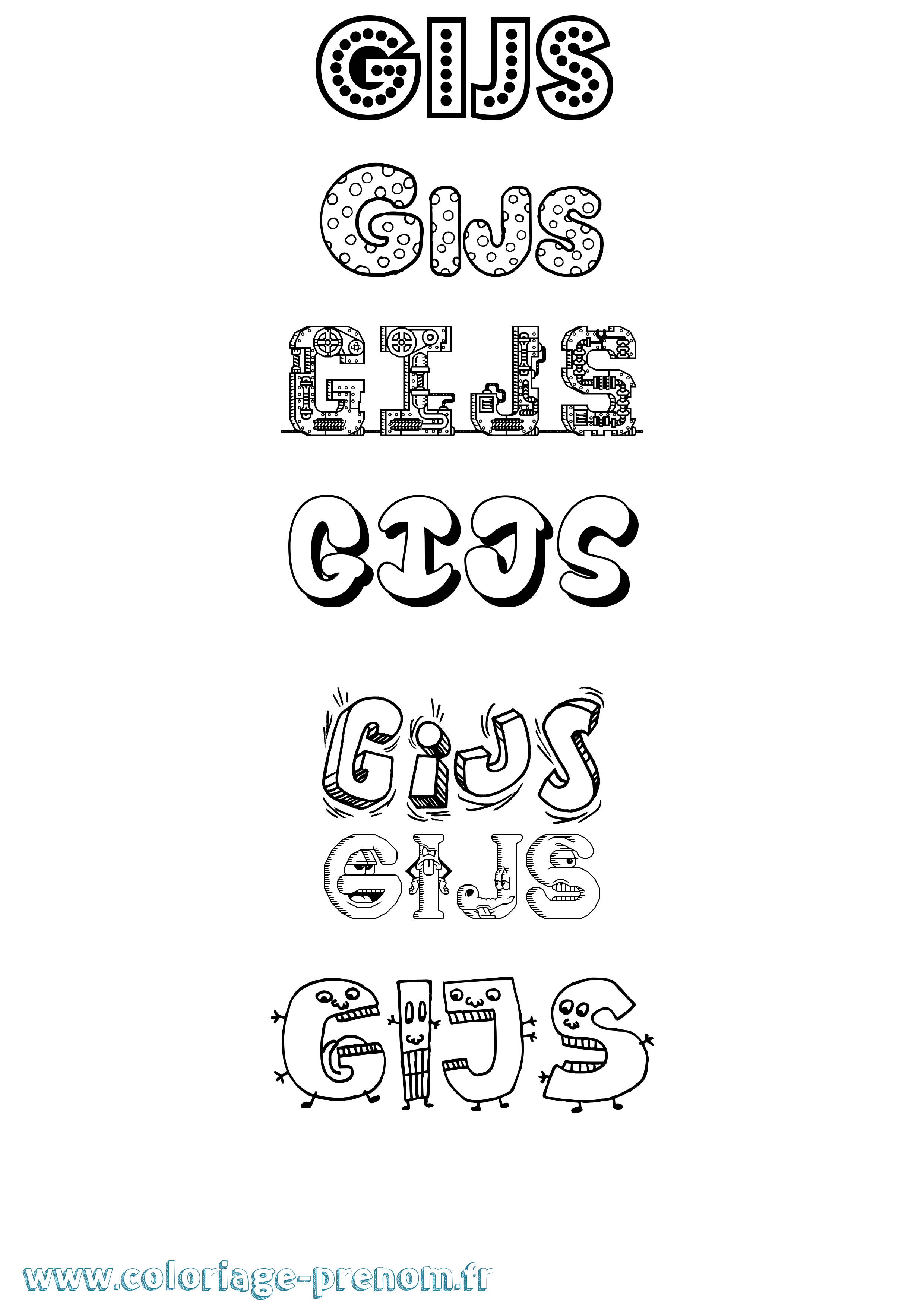 Coloriage Gijs Fun Coloriage prénom Gijs Fun