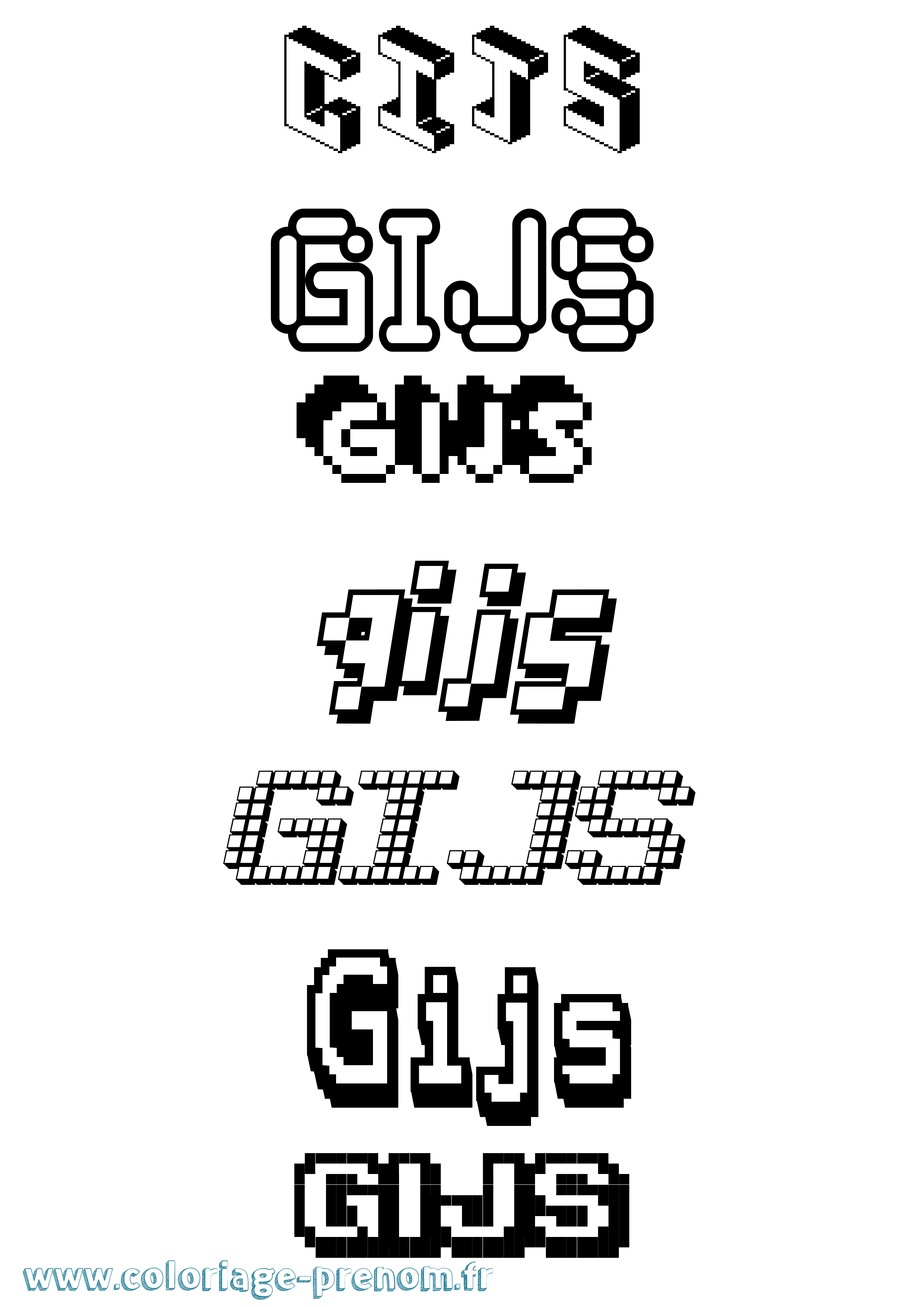Coloriage Gijs Pixel Coloriage prénom Gijs Pixel